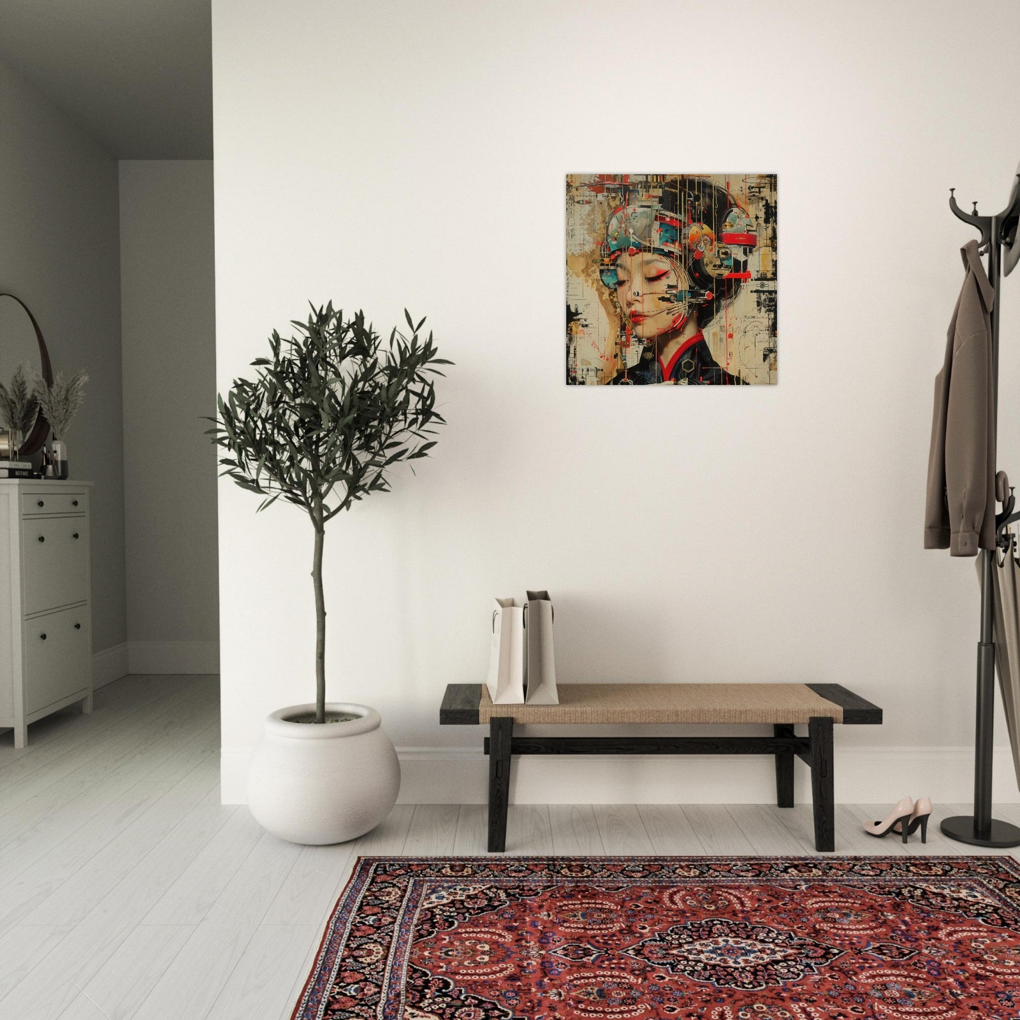 Aluminum Print Square - Asianfuturism swedish sharkansas in abstract style - Shop Ai Art WebShop - Digital Art online Store