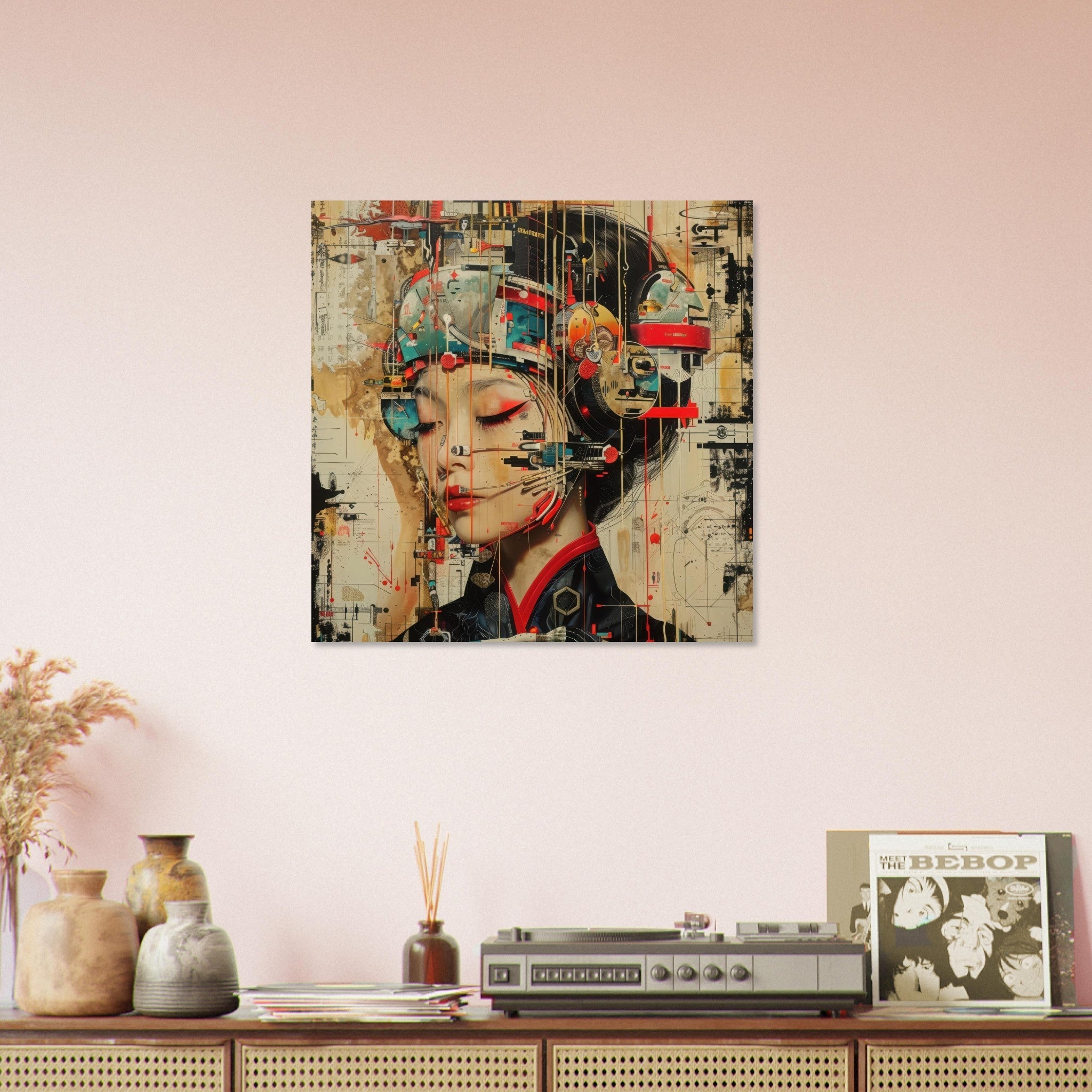Aluminum Print Square - Asianfuturism swedish sharkansas in abstract style - Shop Ai Art WebShop - Digital Art online Store
