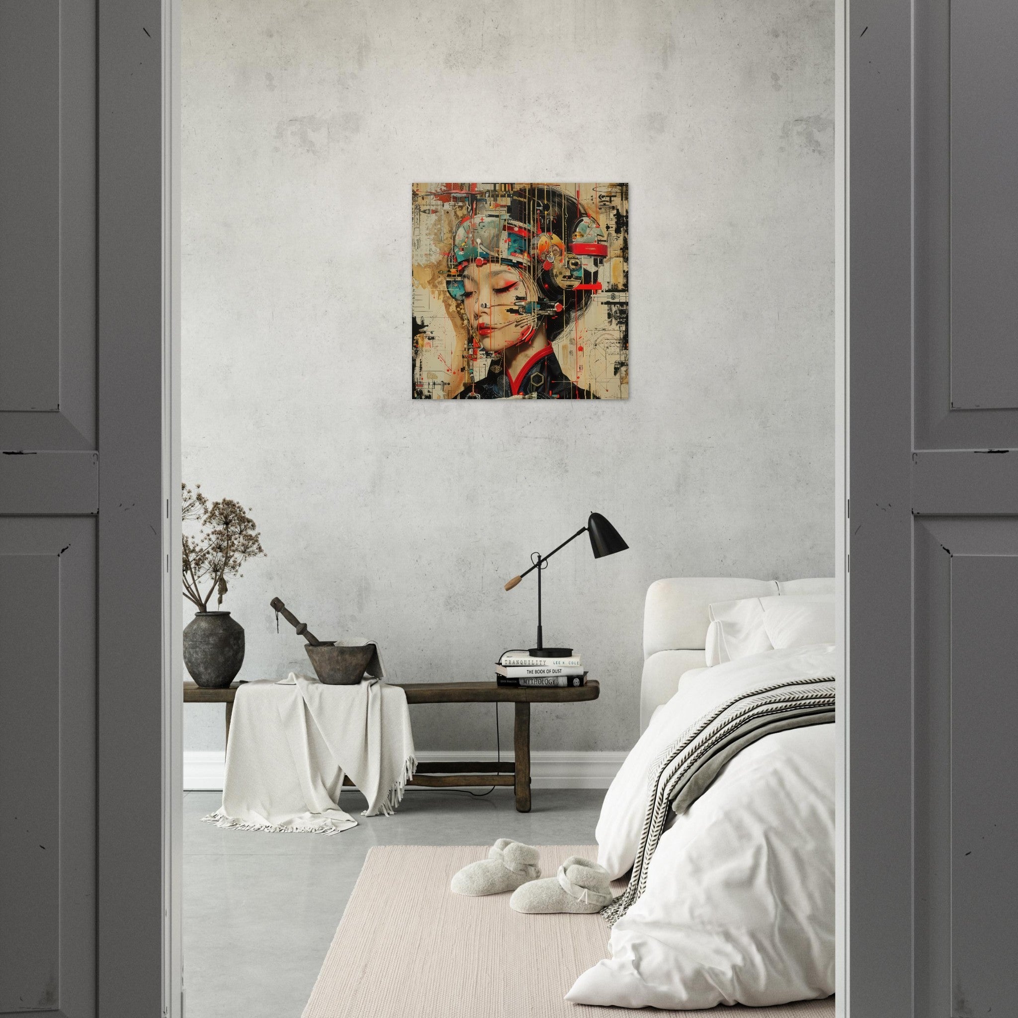 Aluminum Print Square - Asianfuturism swedish sharkansas in abstract style - Shop Ai Art WebShop - Digital Art online Store