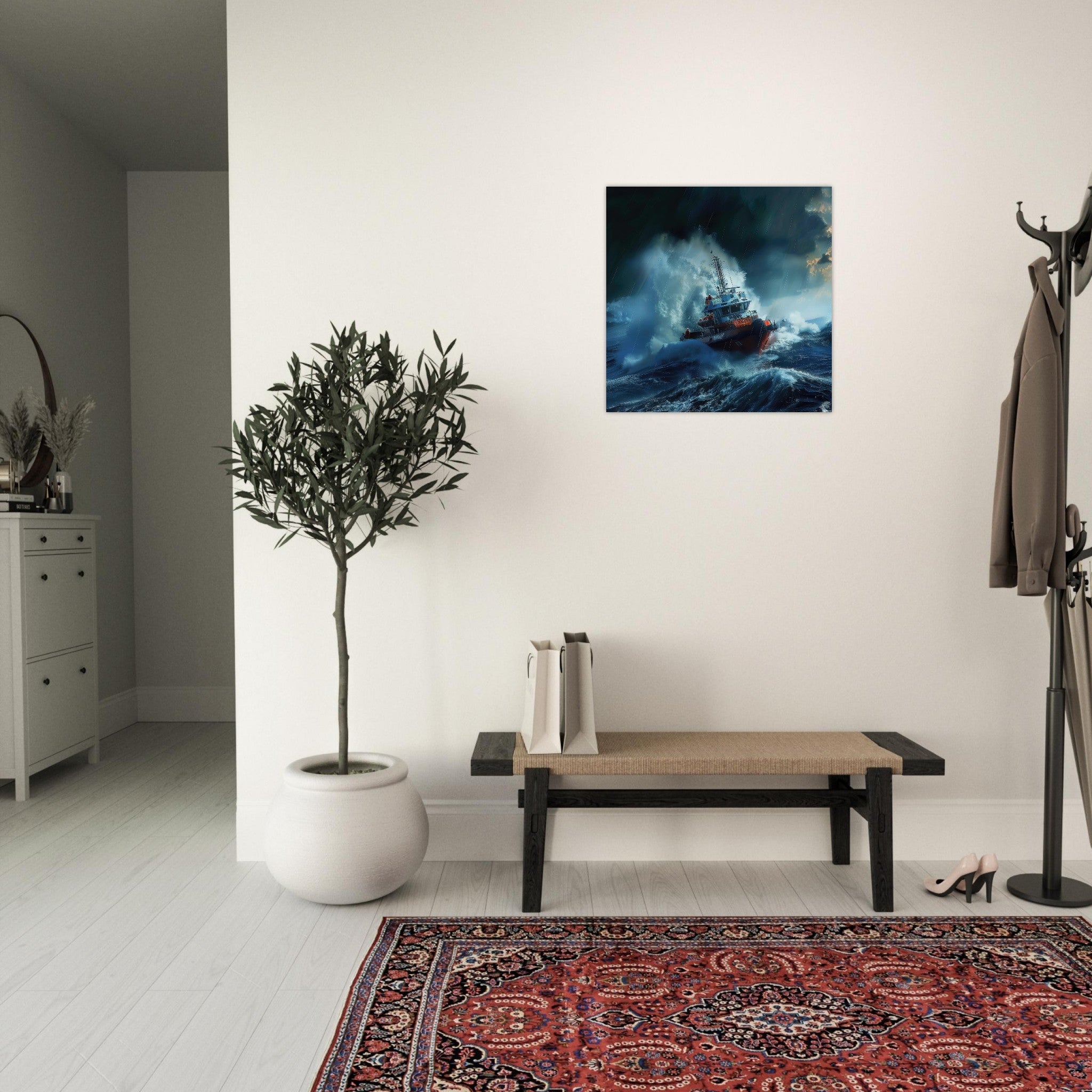 Aluminum Print Square - Business Work Mood Maker 1 resque boat - Shop Ai Art WebShop - Digital Art online Store