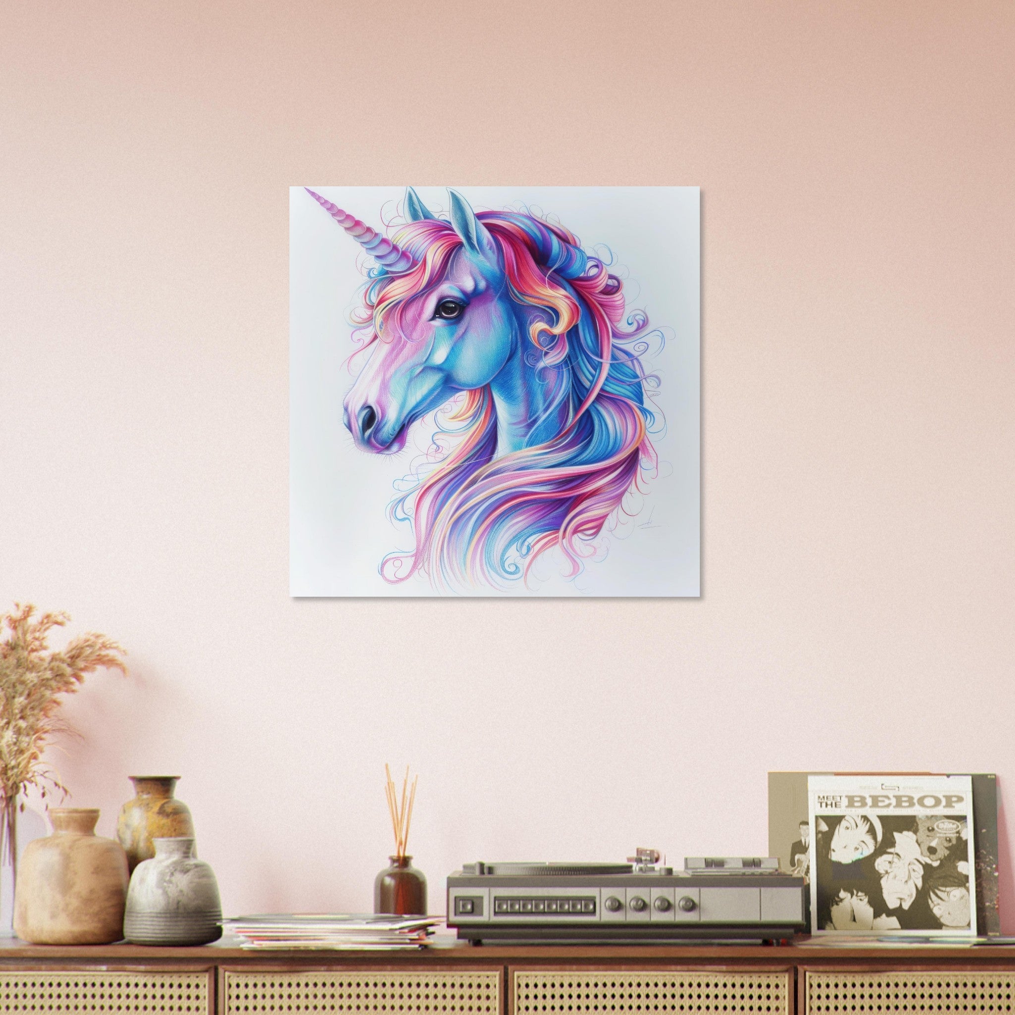Aluminum Print Square - Children Kids Room Art Unicorn Fantasy 2 - Shop Ai Art WebShop - Digital Art online Store