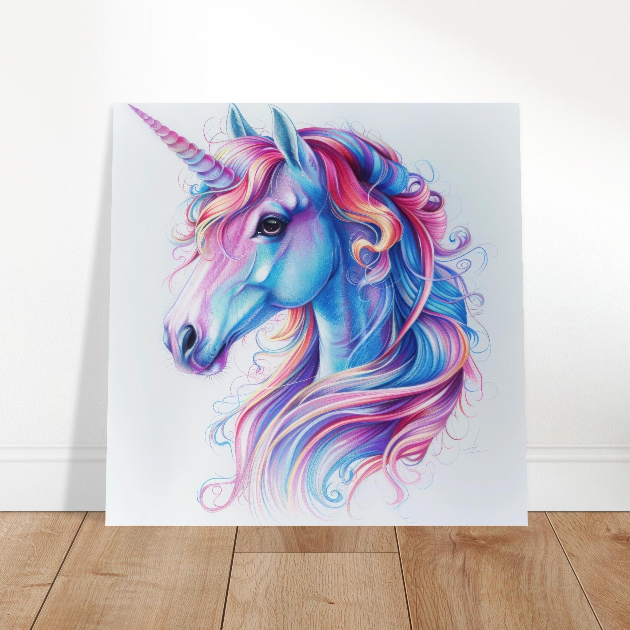 Aluminum Print Square - Children Kids Room Art Unicorn Fantasy 2 - Shop Ai Art WebShop - Digital Art online Store