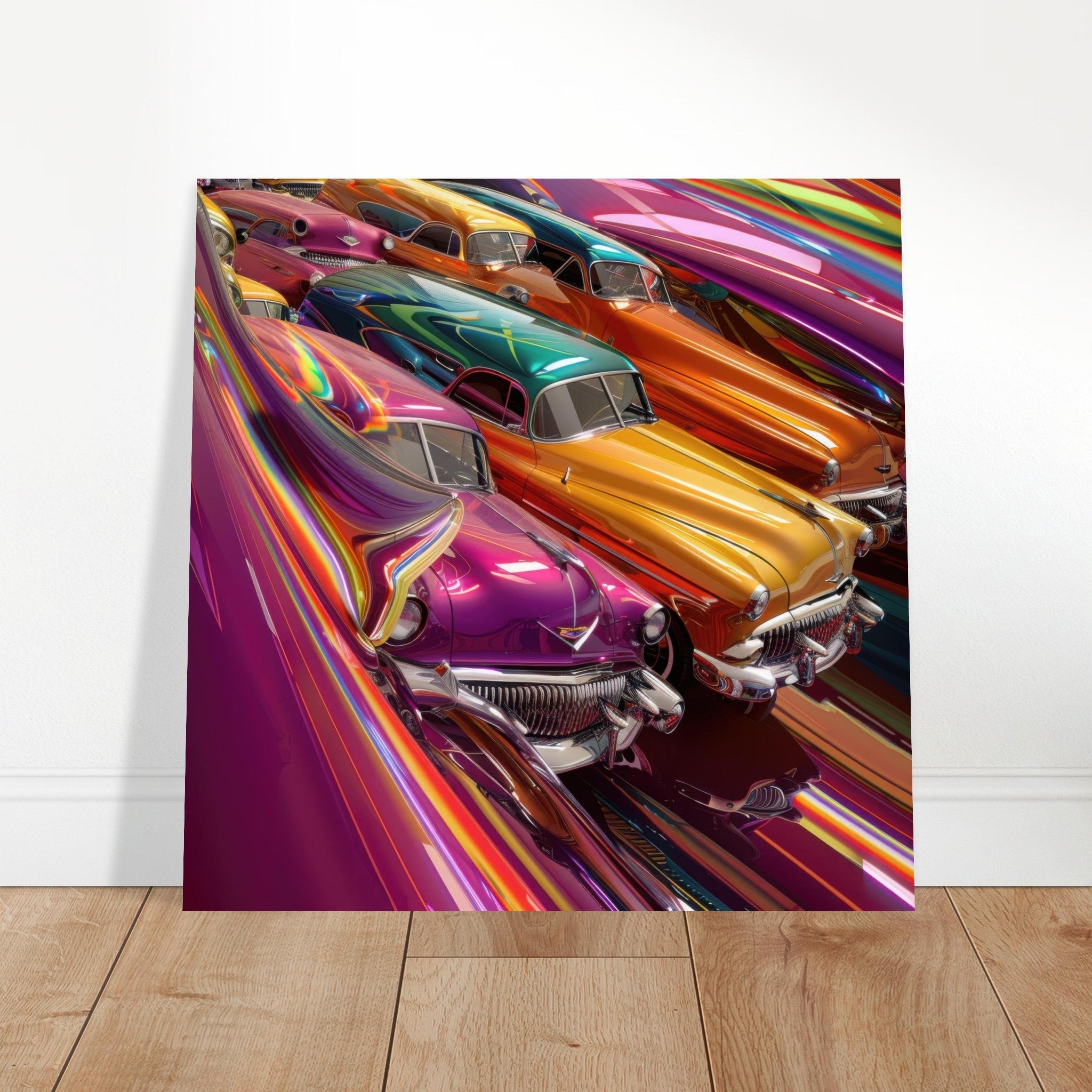 Aluminum Print Square - Classic Cars Art - Shop Ai Art WebShop - Digital Art online Store