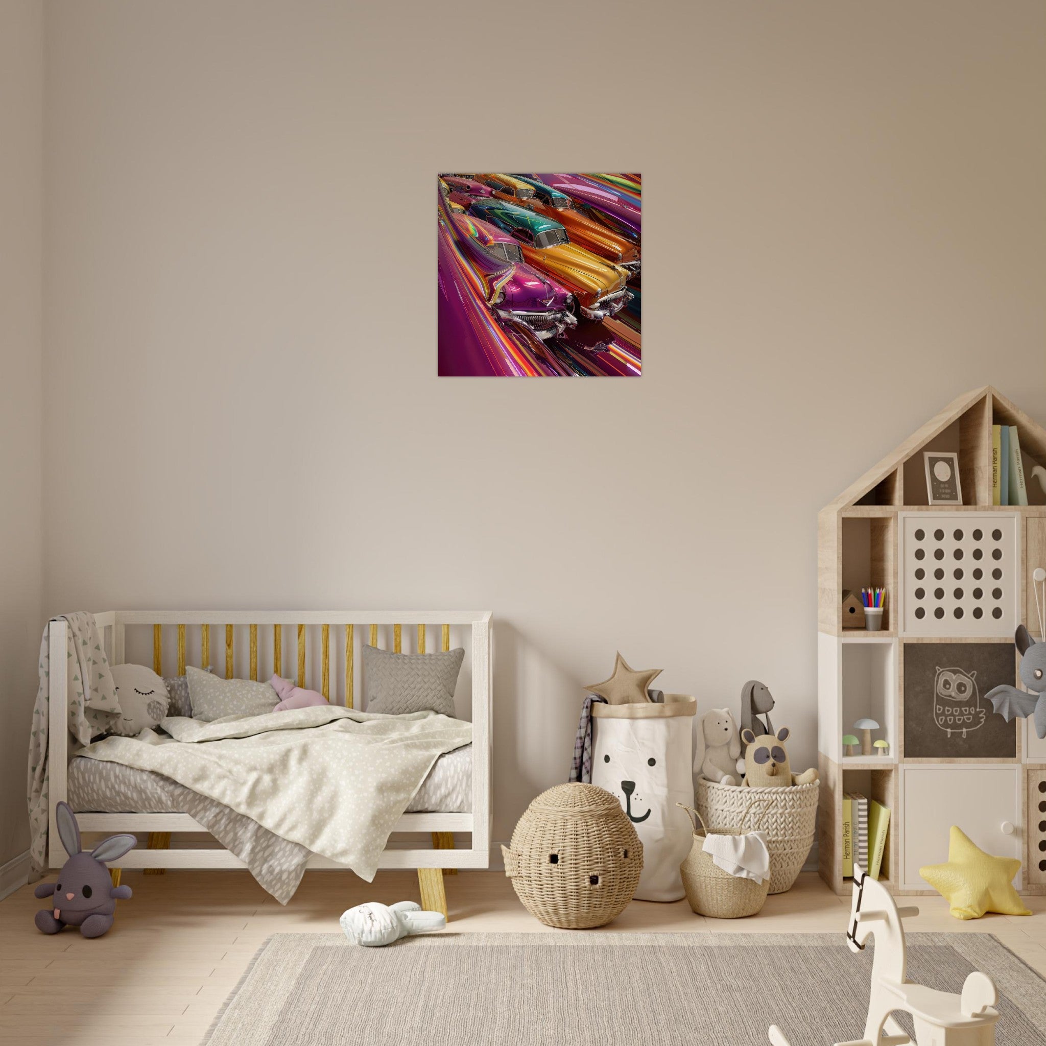 Aluminum Print Square - Classic Cars Art - Shop Ai Art WebShop - Digital Art online Store
