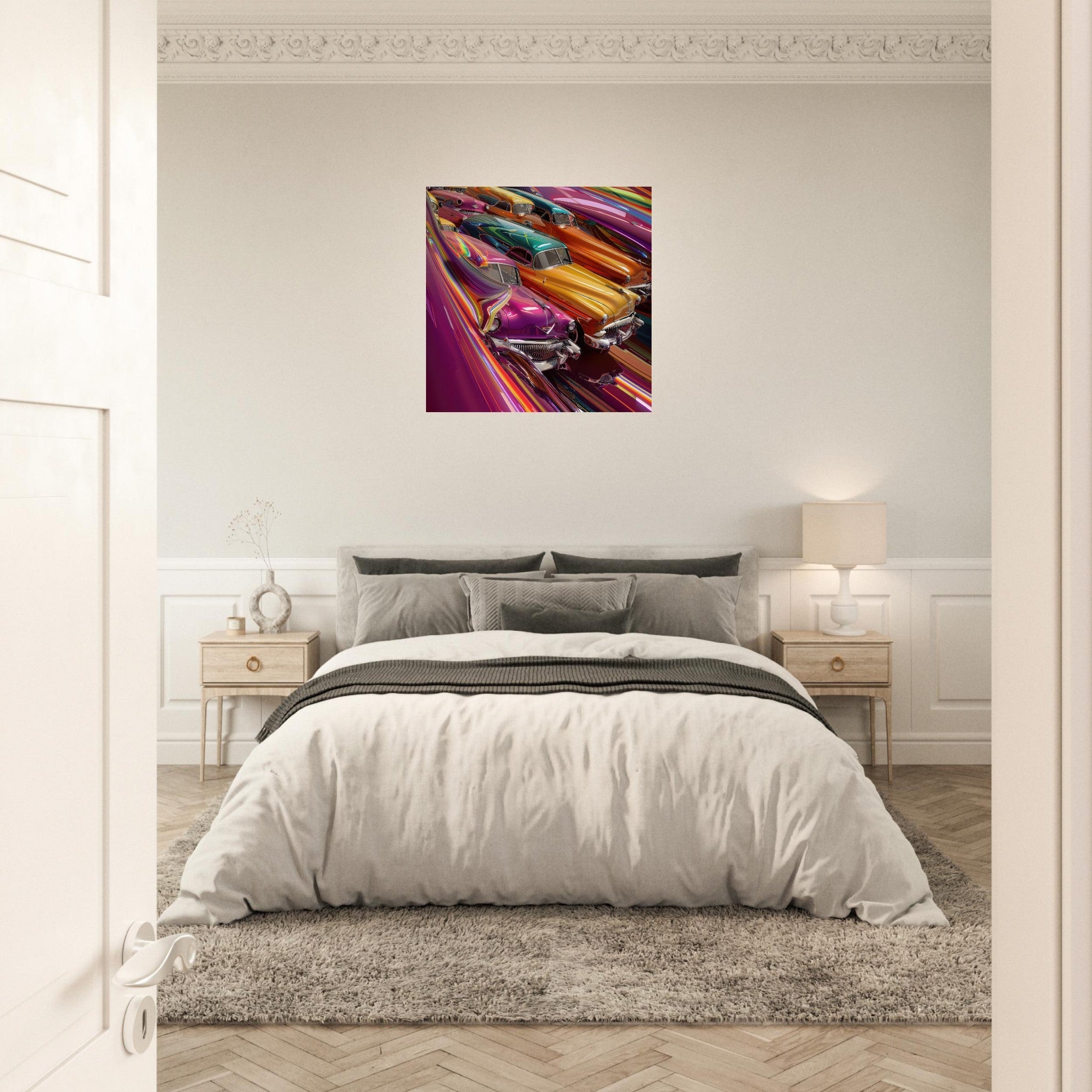 Aluminum Print Square - Classic Cars Art - Shop Ai Art WebShop - Digital Art online Store