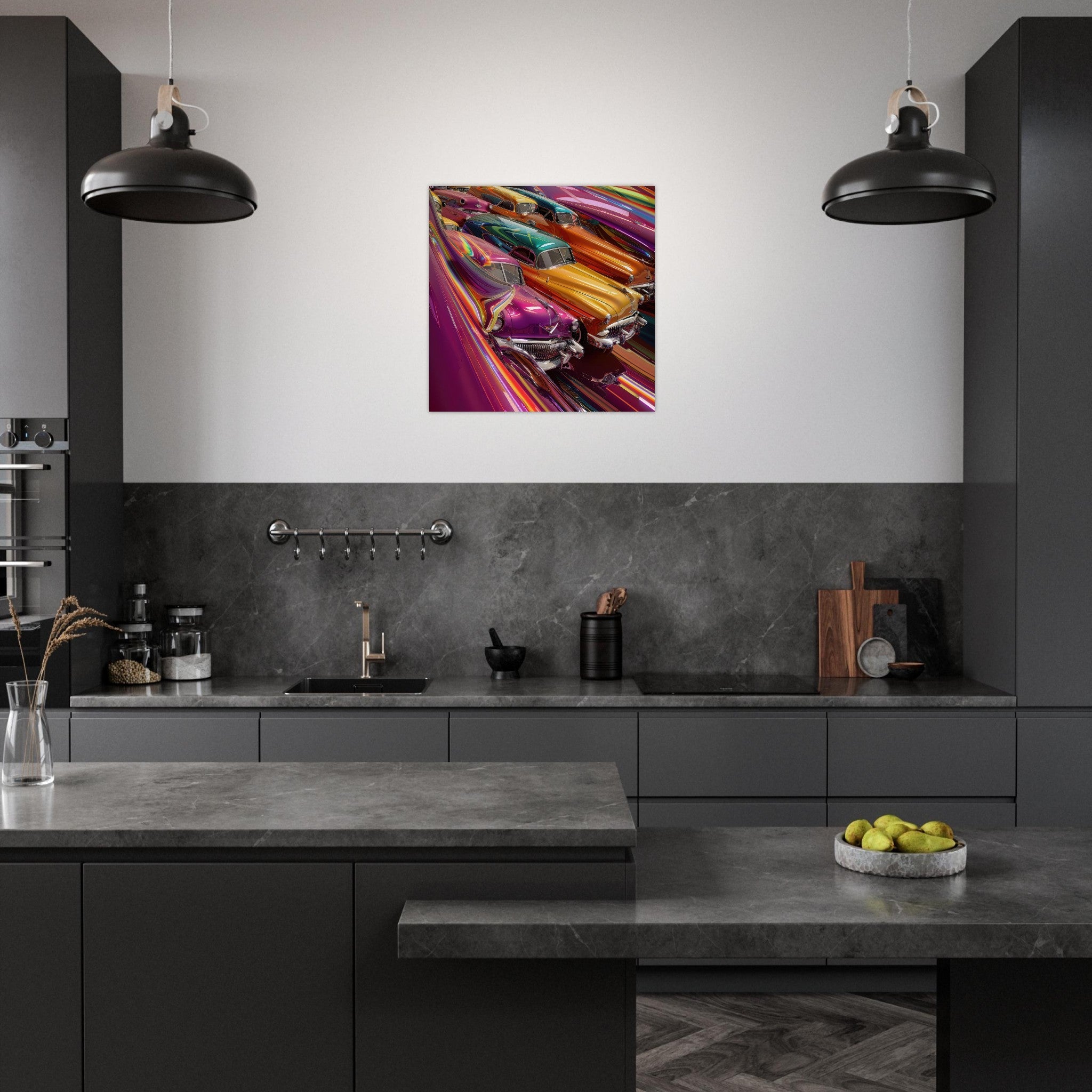 Aluminum Print Square - Classic Cars Art - Shop Ai Art WebShop - Digital Art online Store