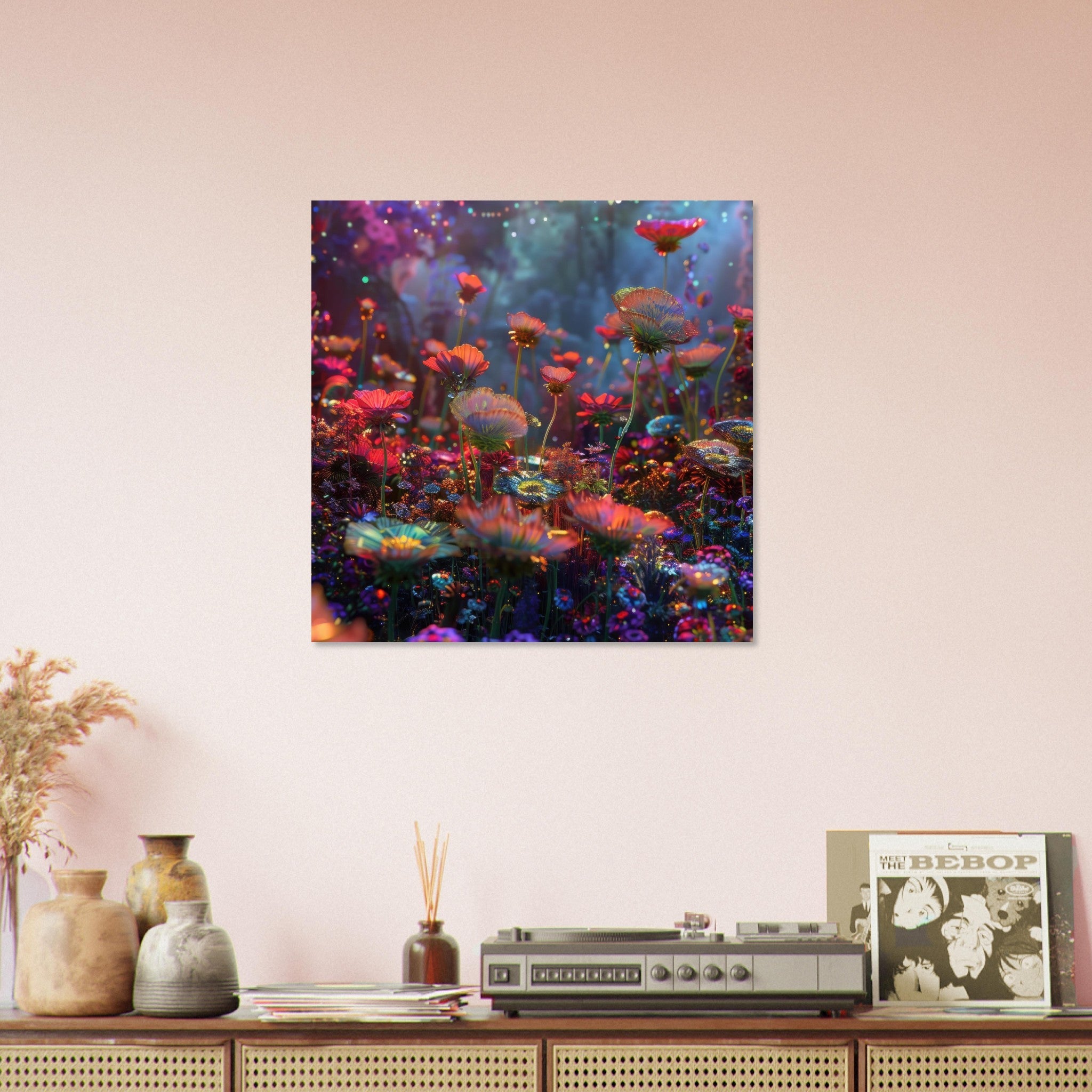 Aluminum Print Square - Colorfull Flower Art 13 - Shop Ai Art WebShop - Digital Art online Store