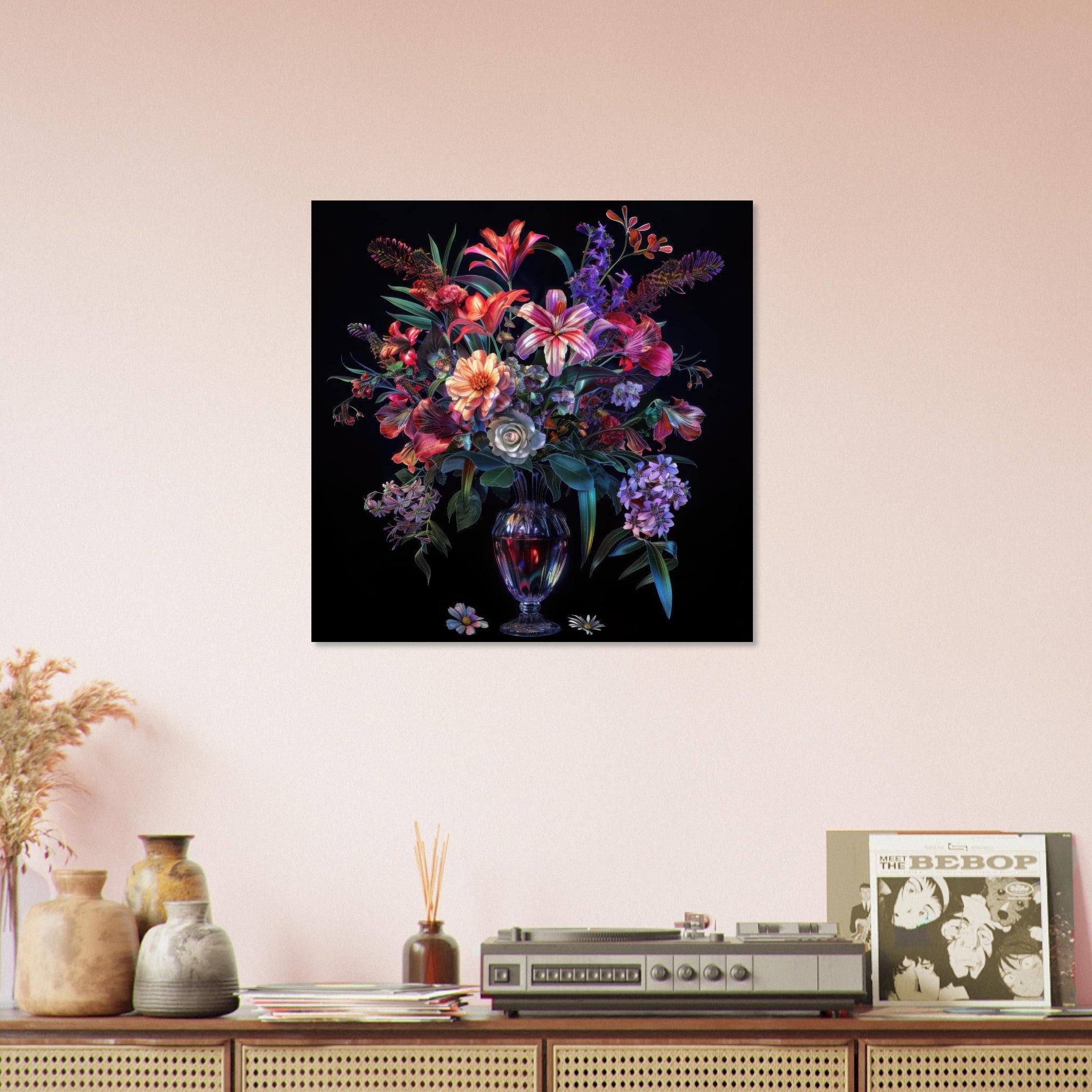 Aluminum Print Square - Colorfull Flower Art 14 - Shop Ai Art WebShop - Digital Art online Store