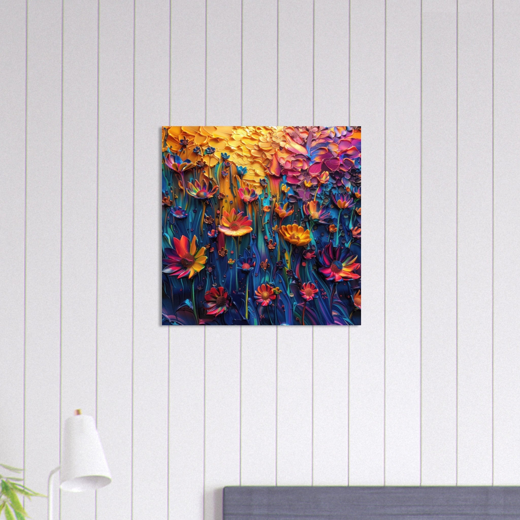Aluminum Print Square - Colorfull Flower Art 2 - Shop Ai Art WebShop - Digital Art online Store