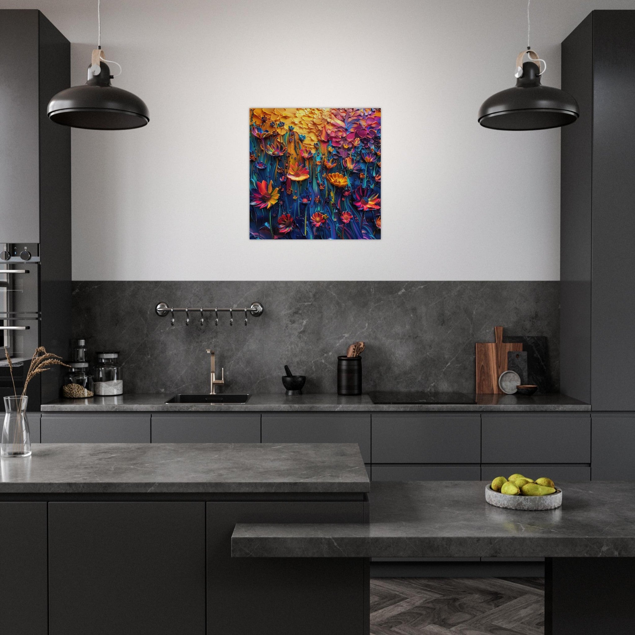 Aluminum Print Square - Colorfull Flower Art 2 - Shop Ai Art WebShop - Digital Art online Store