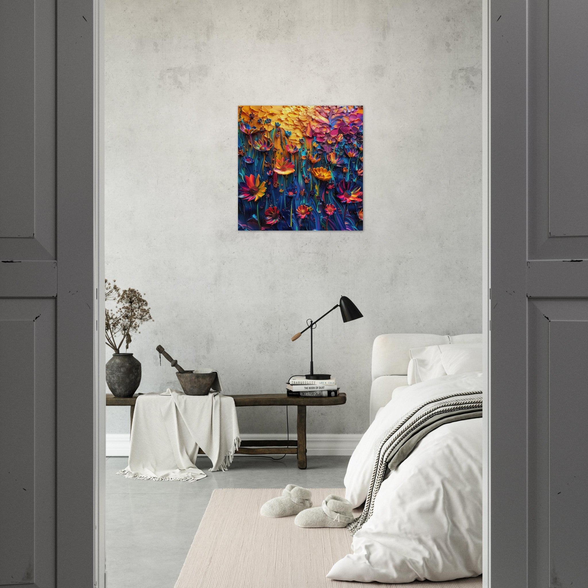 Aluminum Print Square - Colorfull Flower Art 2 - Shop Ai Art WebShop - Digital Art online Store