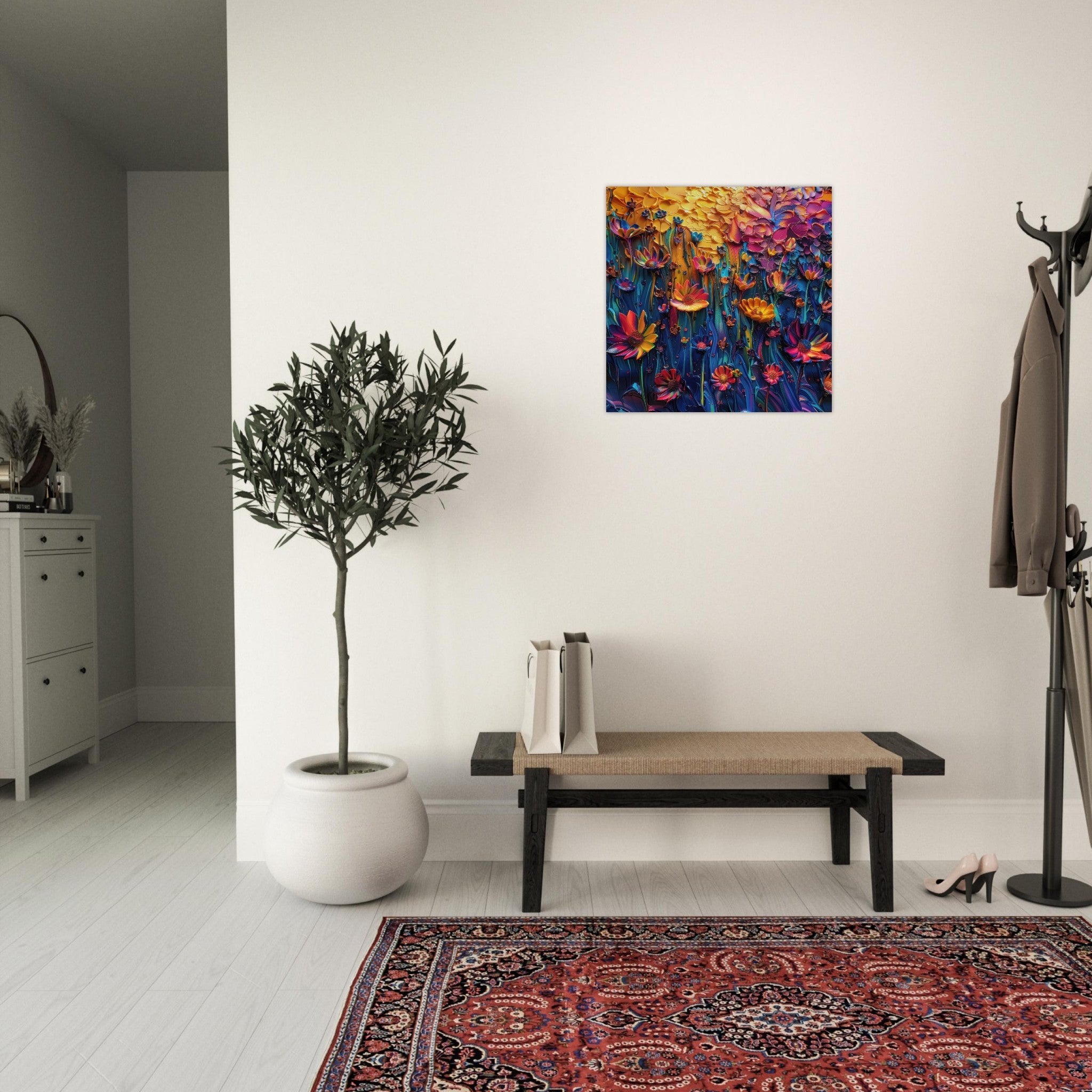 Aluminum Print Square - Colorfull Flower Art 2 - Shop Ai Art WebShop - Digital Art online Store