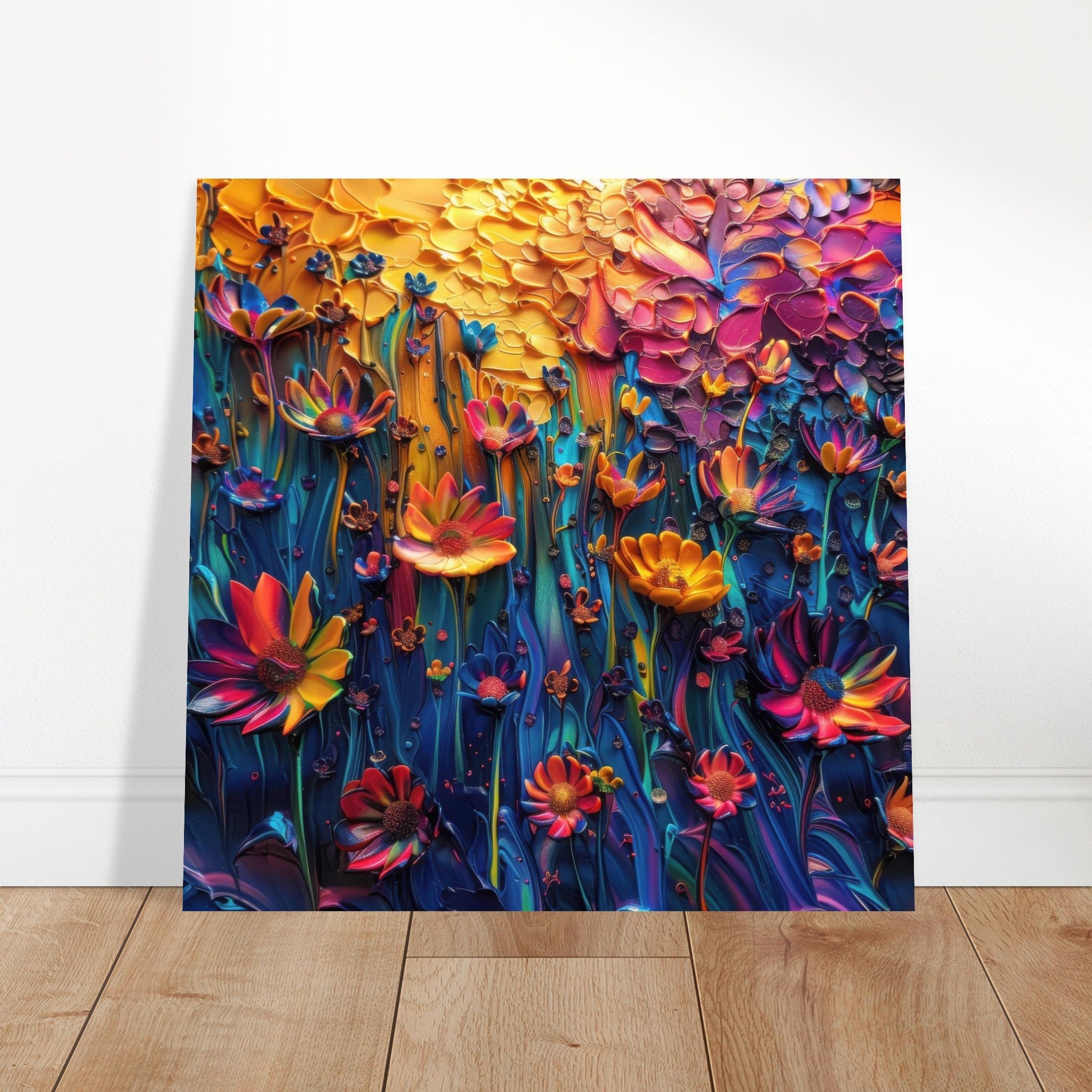 Aluminum Print Square - Colorfull Flower Art 2 - Shop Ai Art WebShop - Digital Art online Store