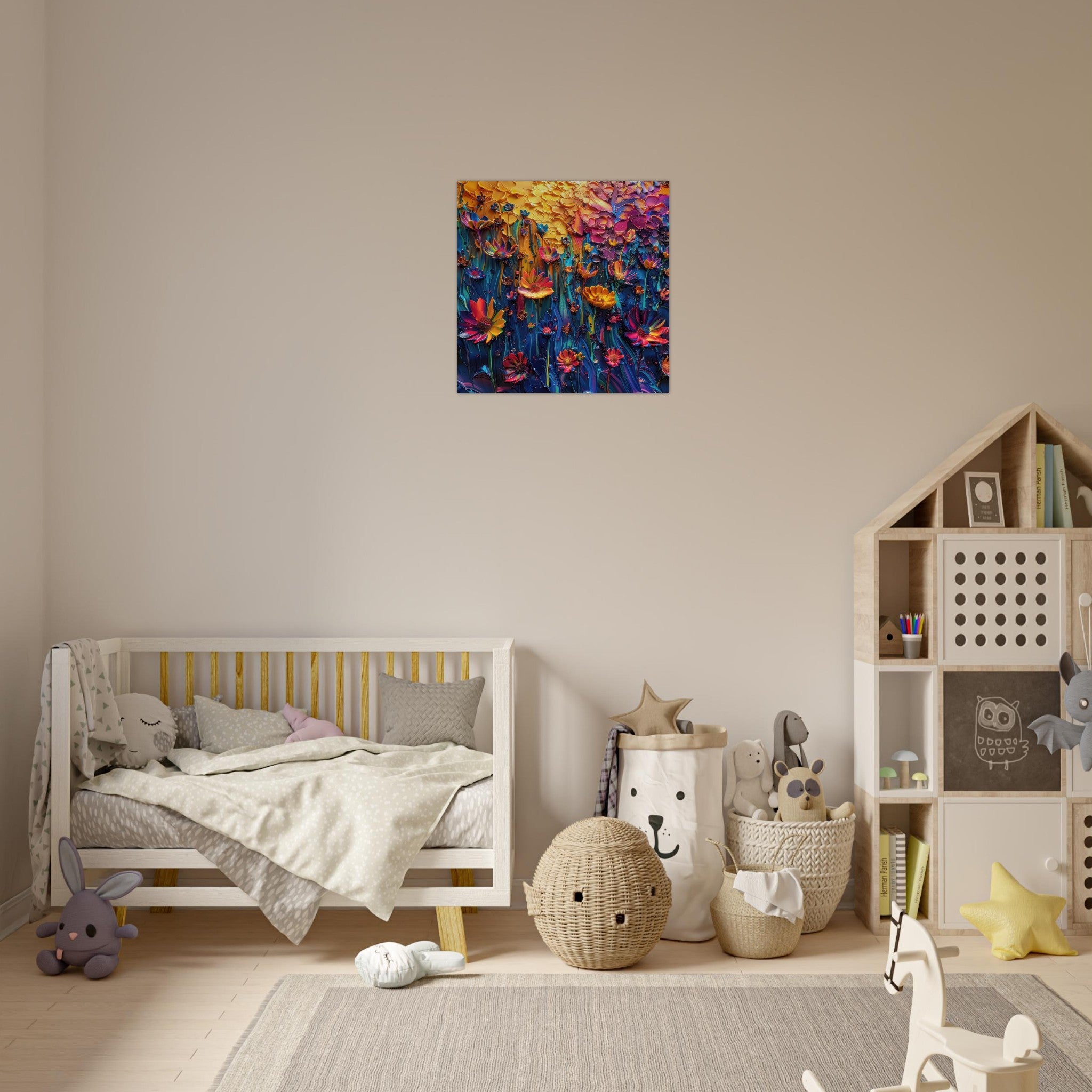 Aluminum Print Square - Colorfull Flower Art 2 - Shop Ai Art WebShop - Digital Art online Store
