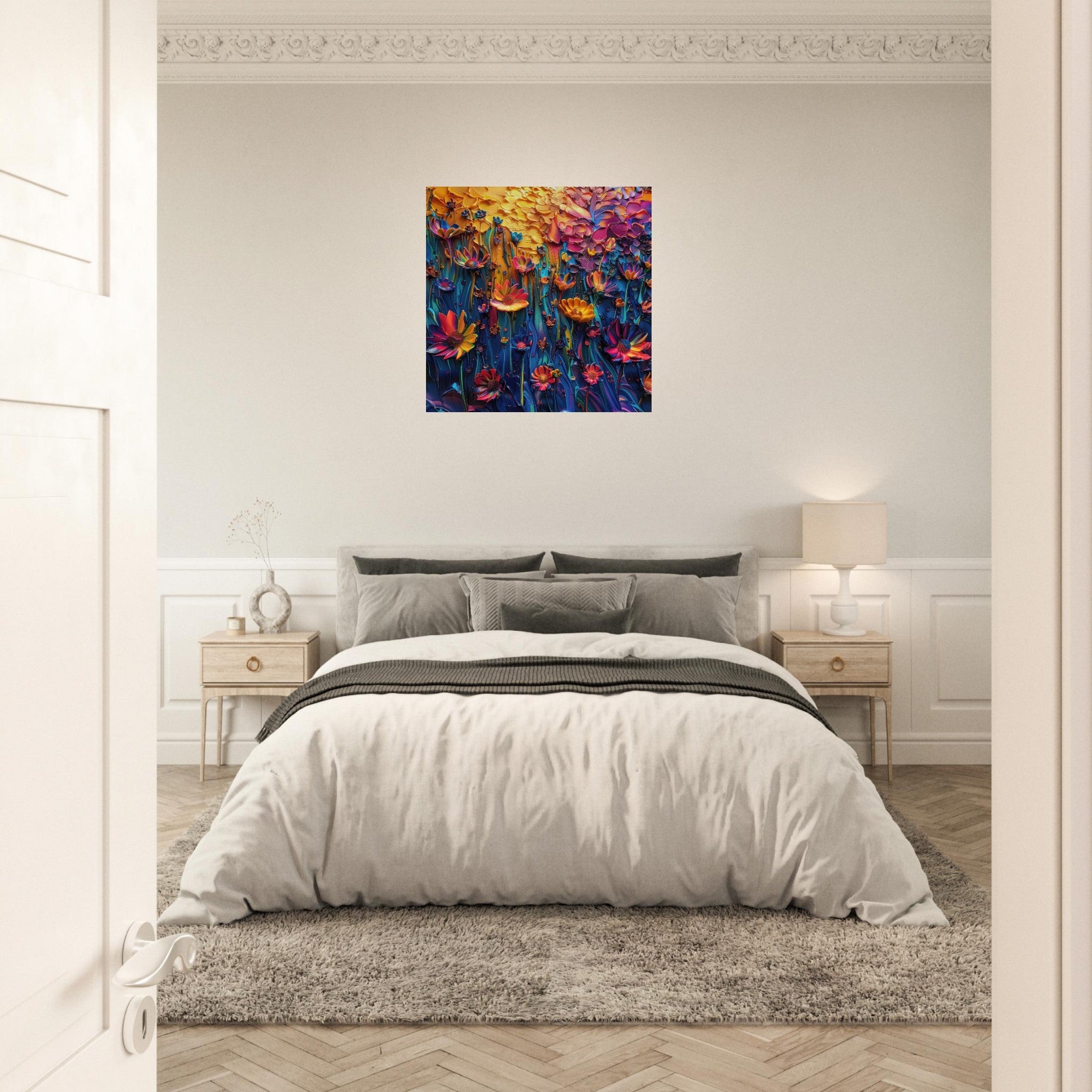 Aluminum Print Square - Colorfull Flower Art 2 - Shop Ai Art WebShop - Digital Art online Store