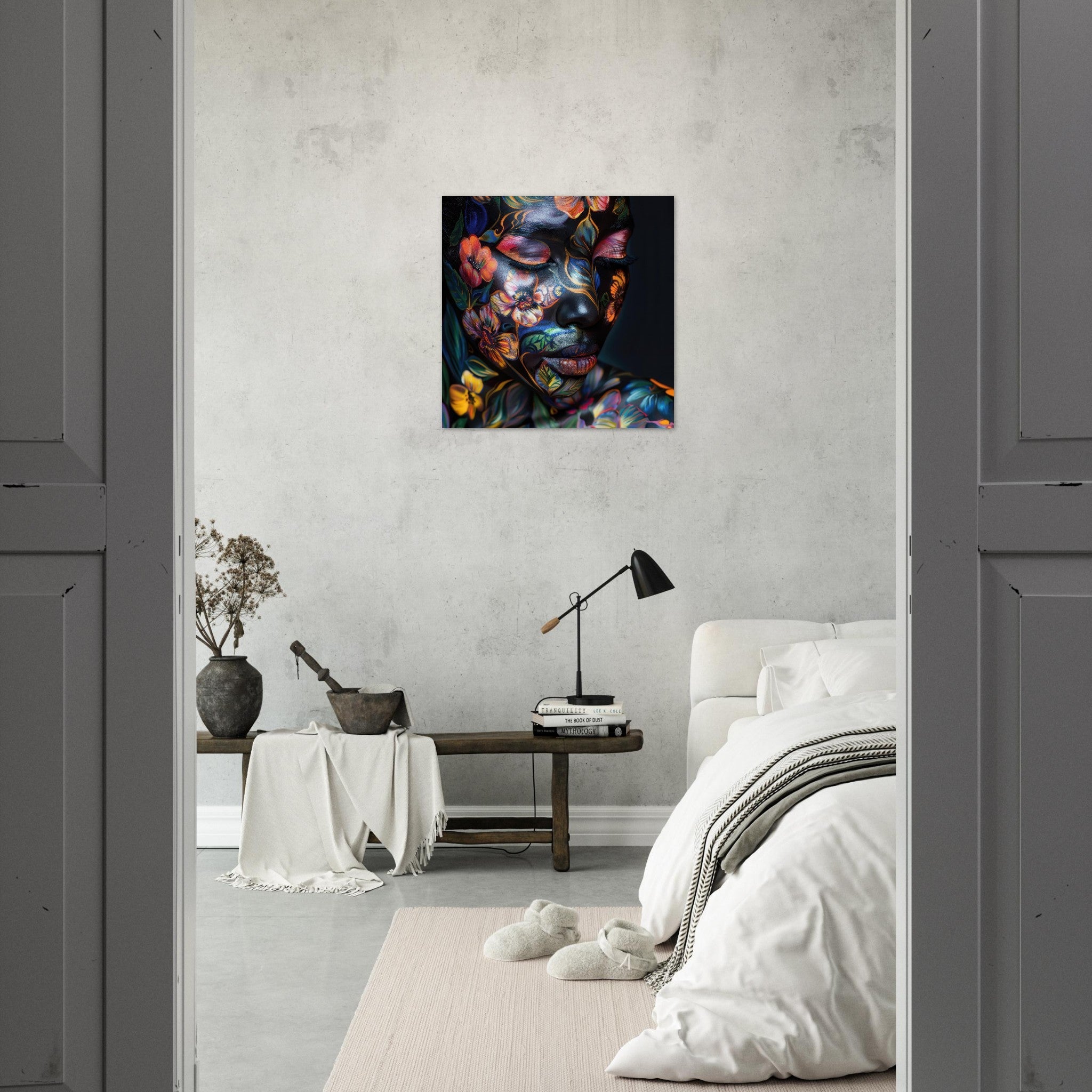 Aluminum Print Square - Colorfull Flower Art Bodypaint 5 - Shop Ai Art WebShop - Digital Art online Store