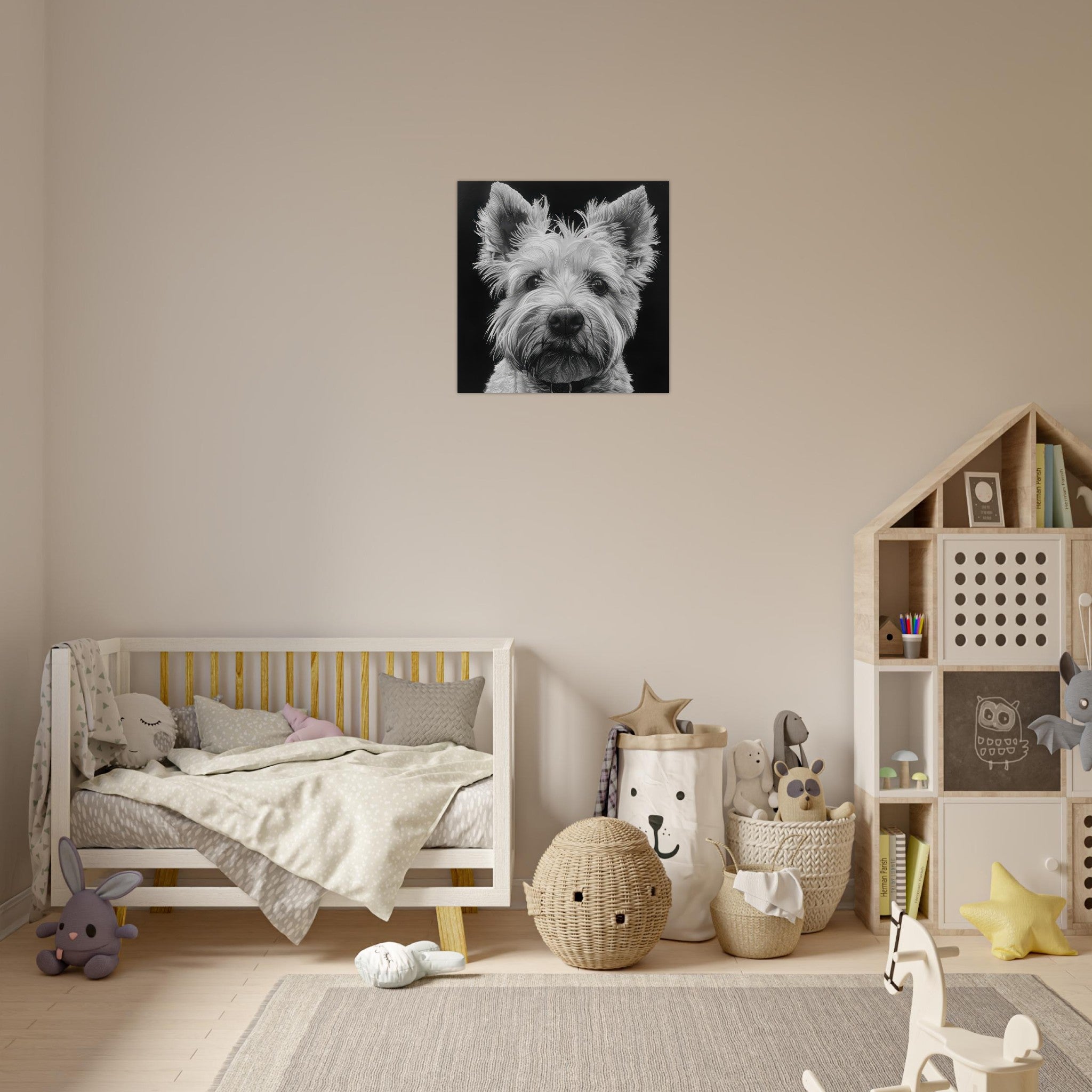 Aluminum Print Square - Dogs Westie Art - Shop Ai Art WebShop - Digital Art online Store