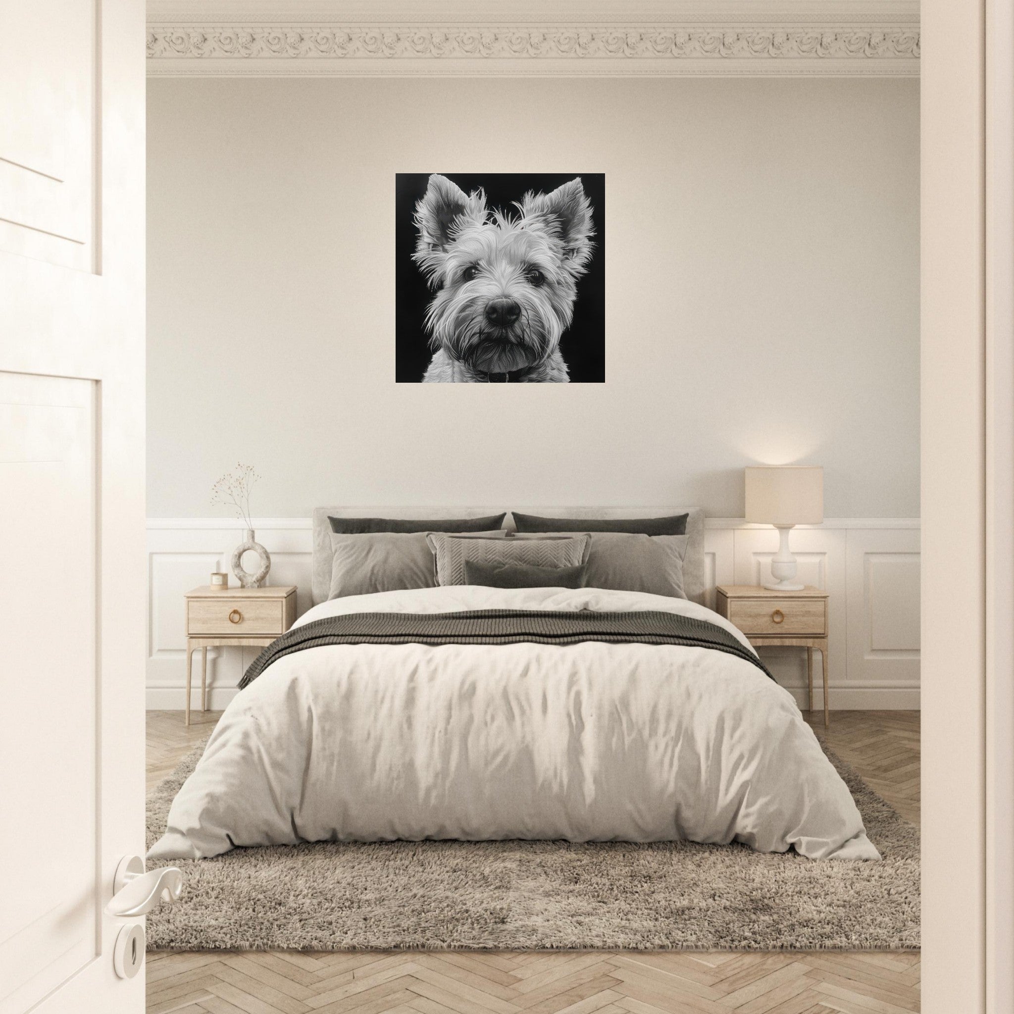 Aluminum Print Square - Dogs Westie Art - Shop Ai Art WebShop - Digital Art online Store