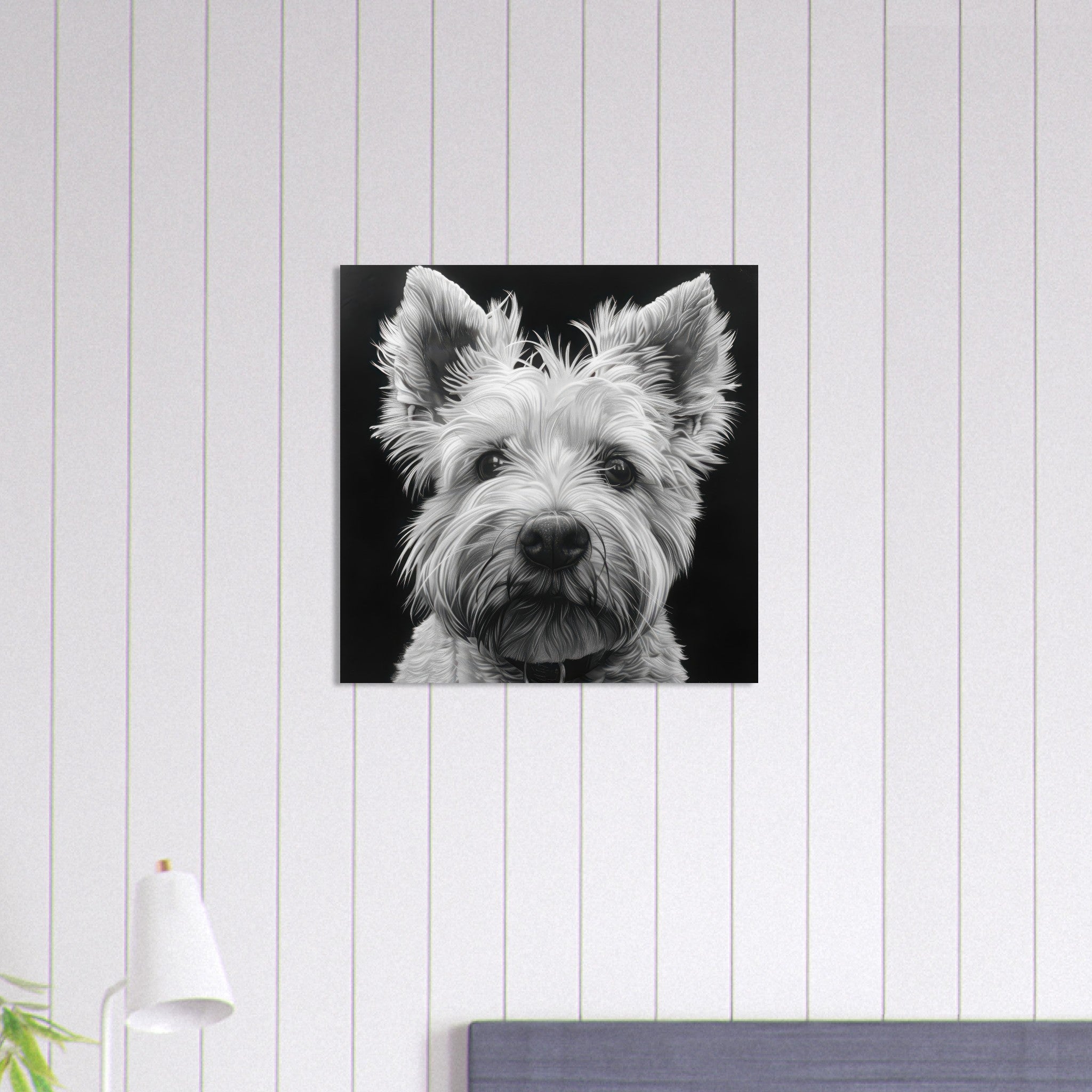 Aluminum Print Square - Dogs Westie Art - Shop Ai Art WebShop - Digital Art online Store