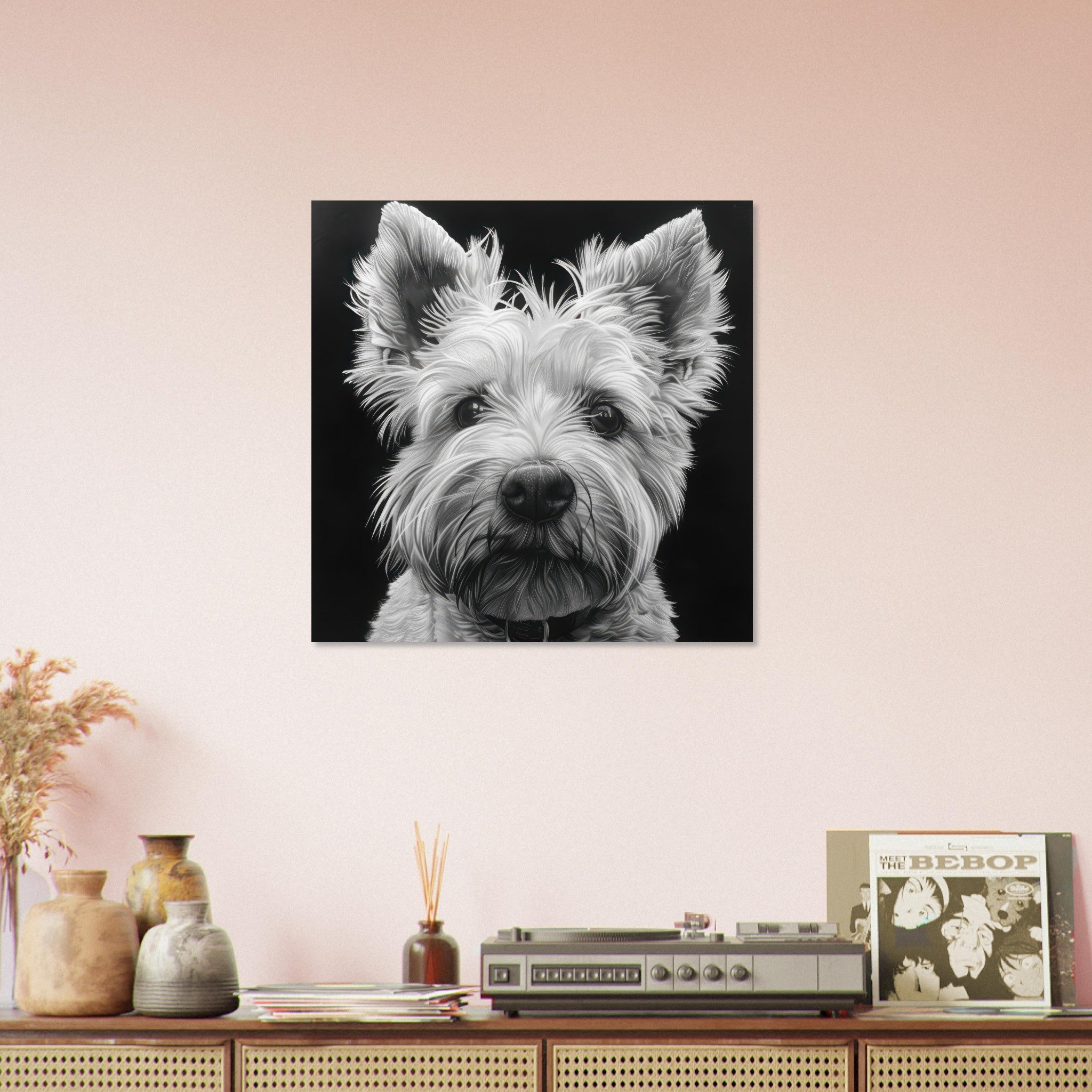 Aluminum Print Square - Dogs Westie Art - Shop Ai Art WebShop - Digital Art online Store