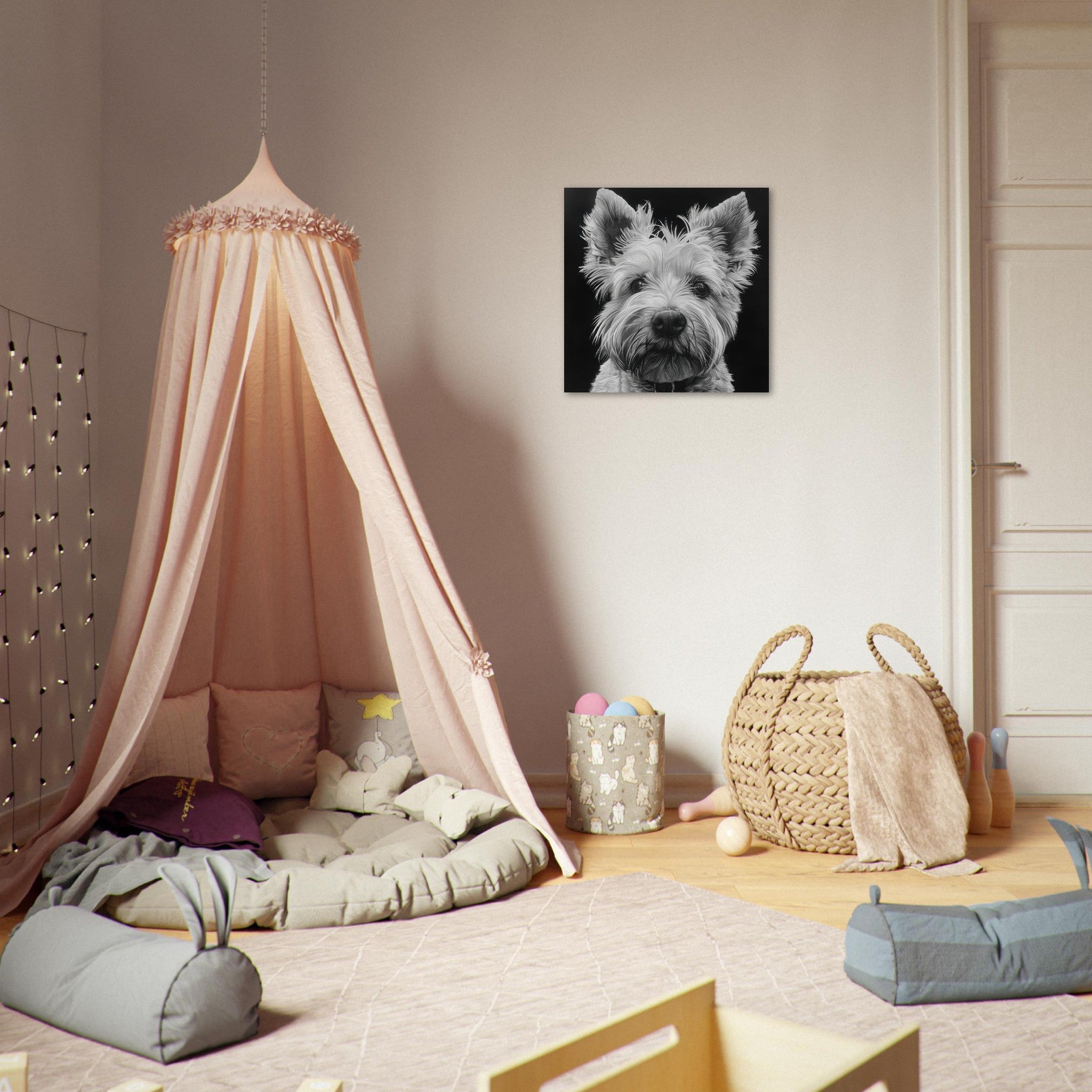 Aluminum Print Square - Dogs Westie Art - Shop Ai Art WebShop - Digital Art online Store