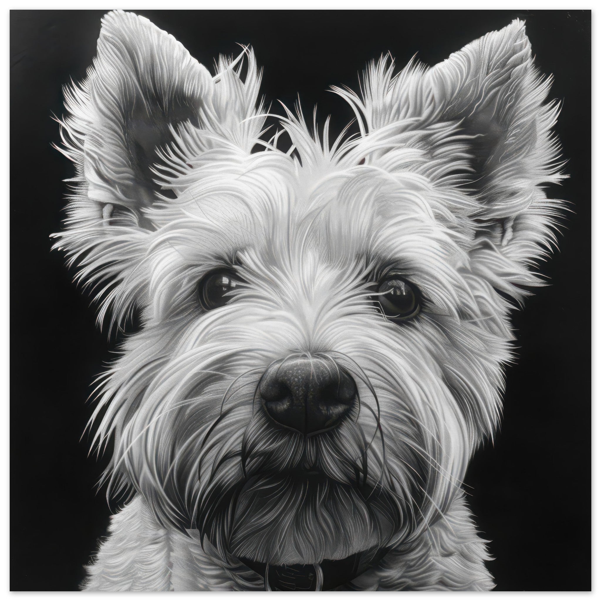 Aluminum Print Square - Dogs Westie Art - Shop Ai Art WebShop - Digital Art online Store
