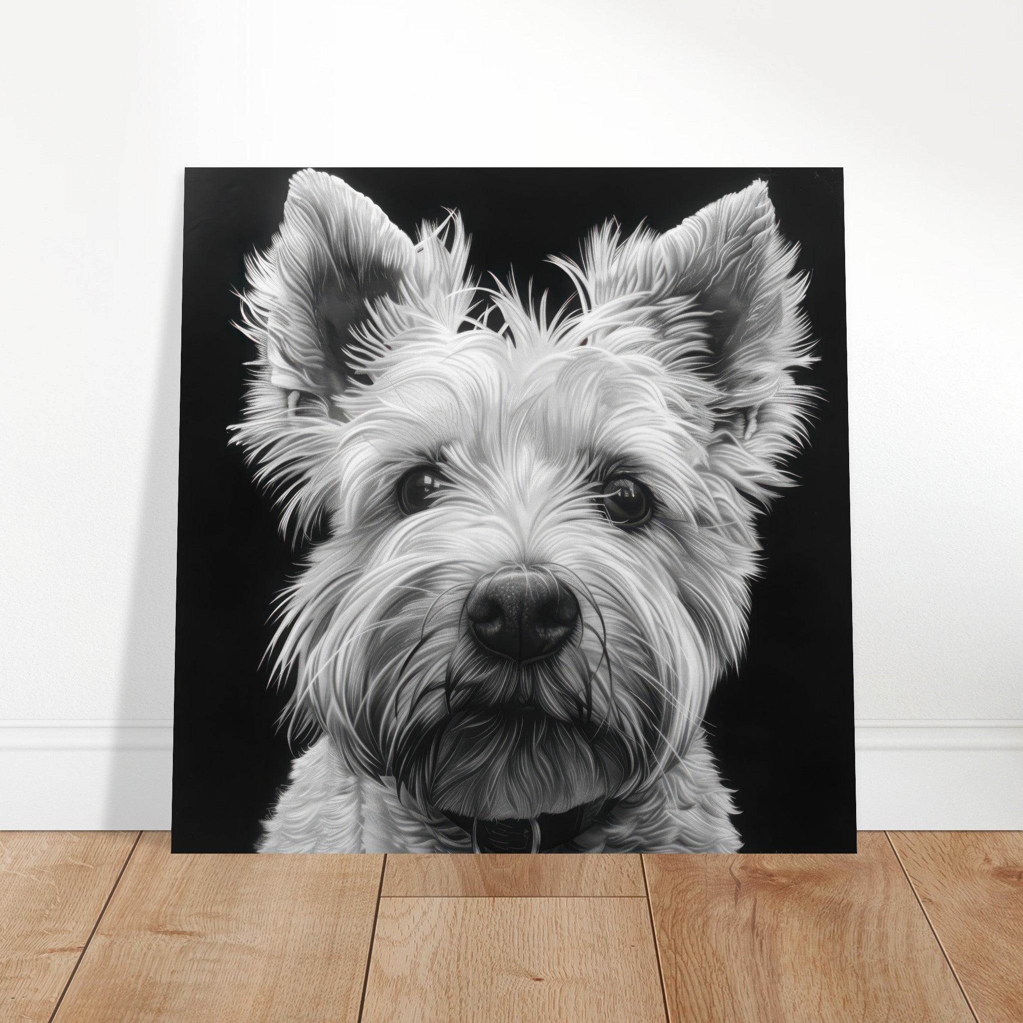 Aluminum Print Square - Dogs Westie Art - Shop Ai Art WebShop - Digital Art online Store