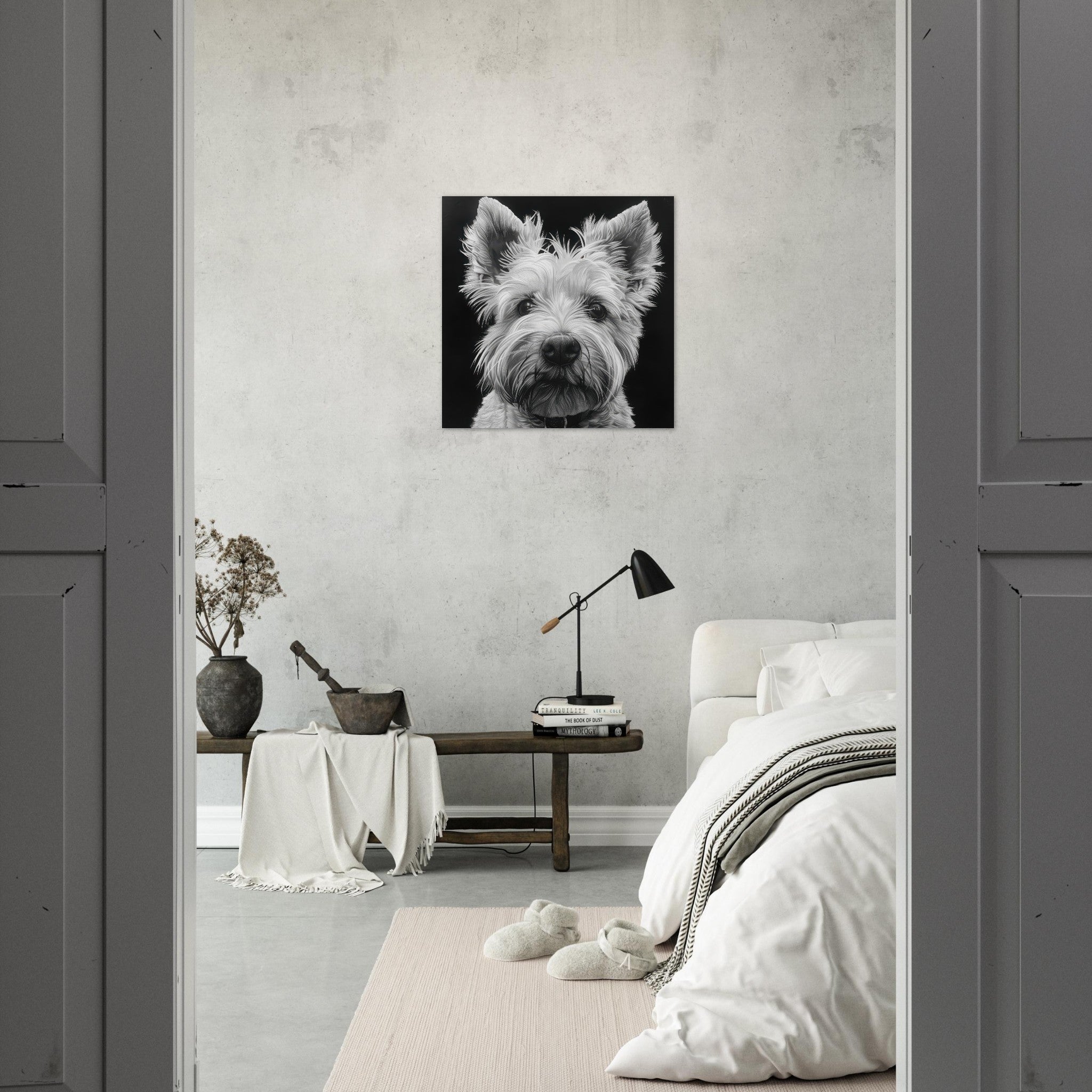 Aluminum Print Square - Dogs Westie Art - Shop Ai Art WebShop - Digital Art online Store