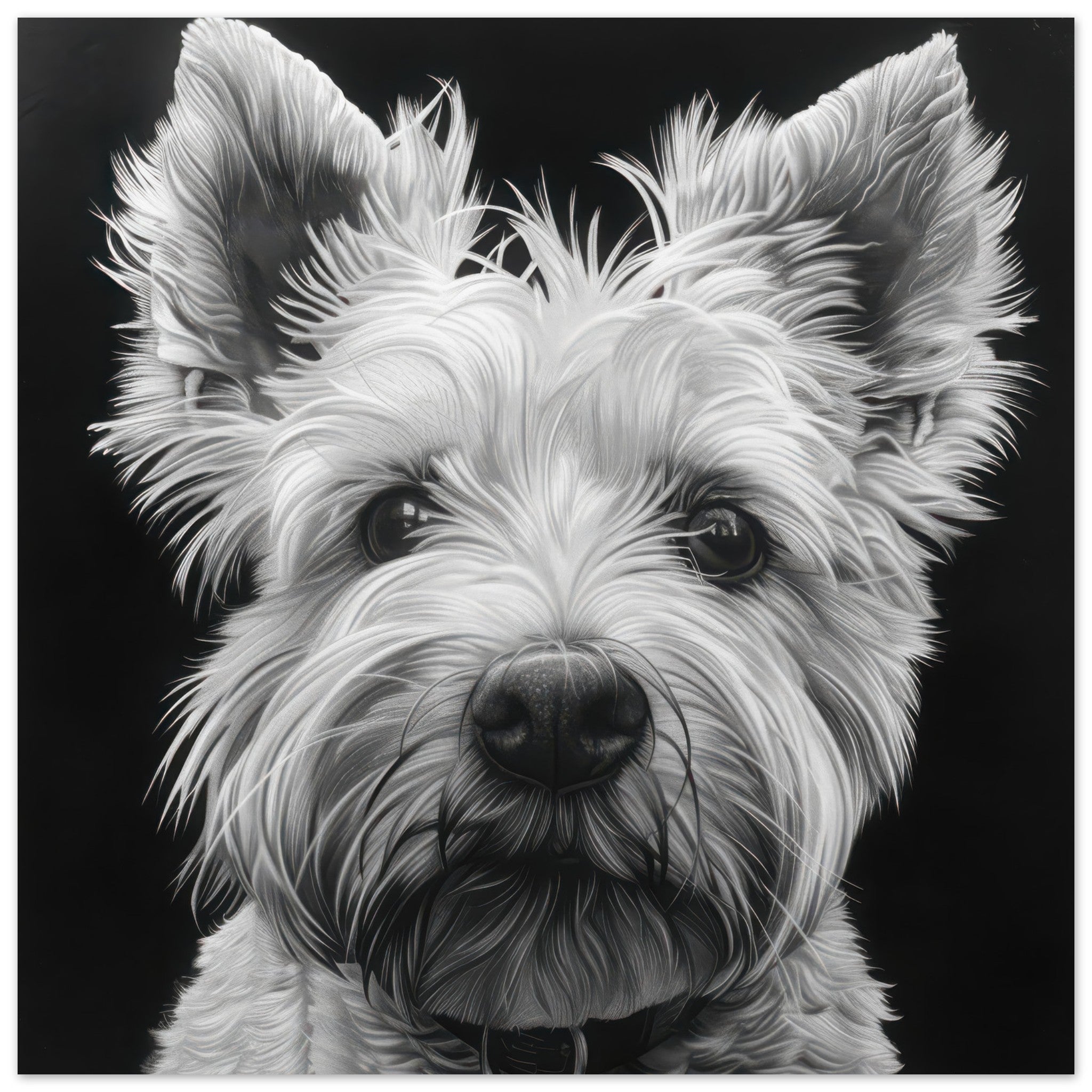 Aluminum Print Square - Dogs Westie Art - Shop Ai Art WebShop - Digital Art online Store