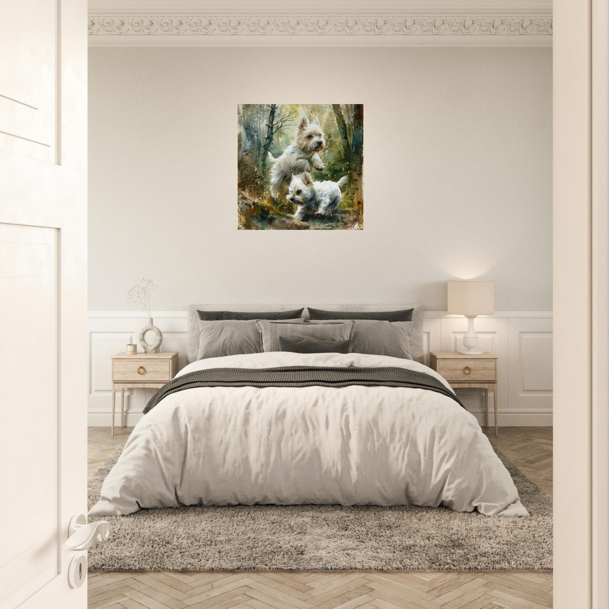 Aluminum Print Square - Dogs Westie Art1 - Shop Ai Art WebShop - Digital Art online Store
