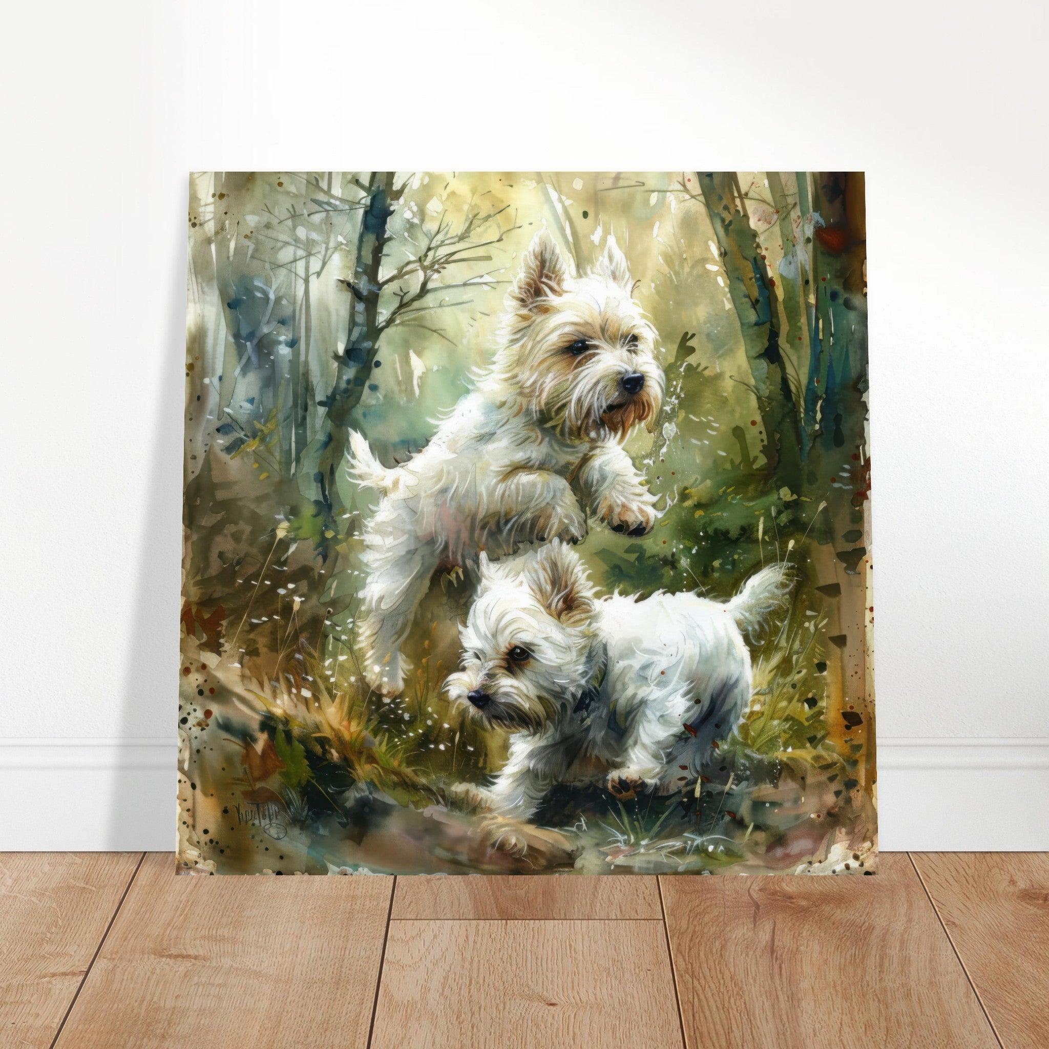 Aluminum Print Square - Dogs Westie Art1 - Shop Ai Art WebShop - Digital Art online Store