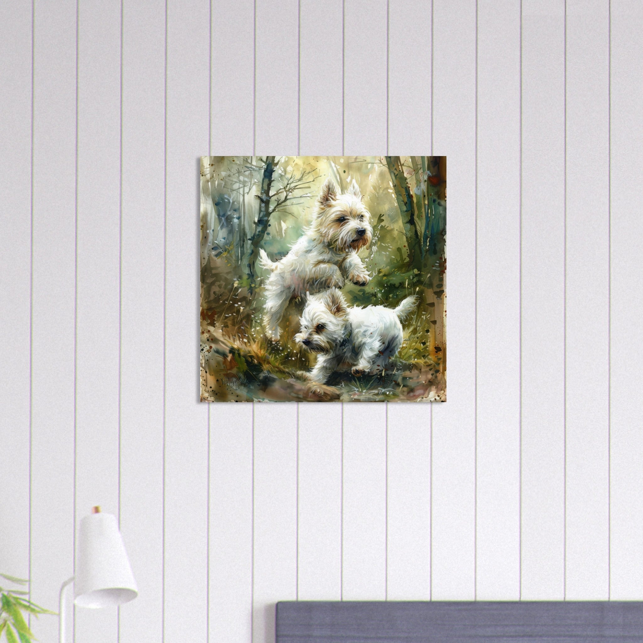 Aluminum Print Square - Dogs Westie Art1 - Shop Ai Art WebShop - Digital Art online Store