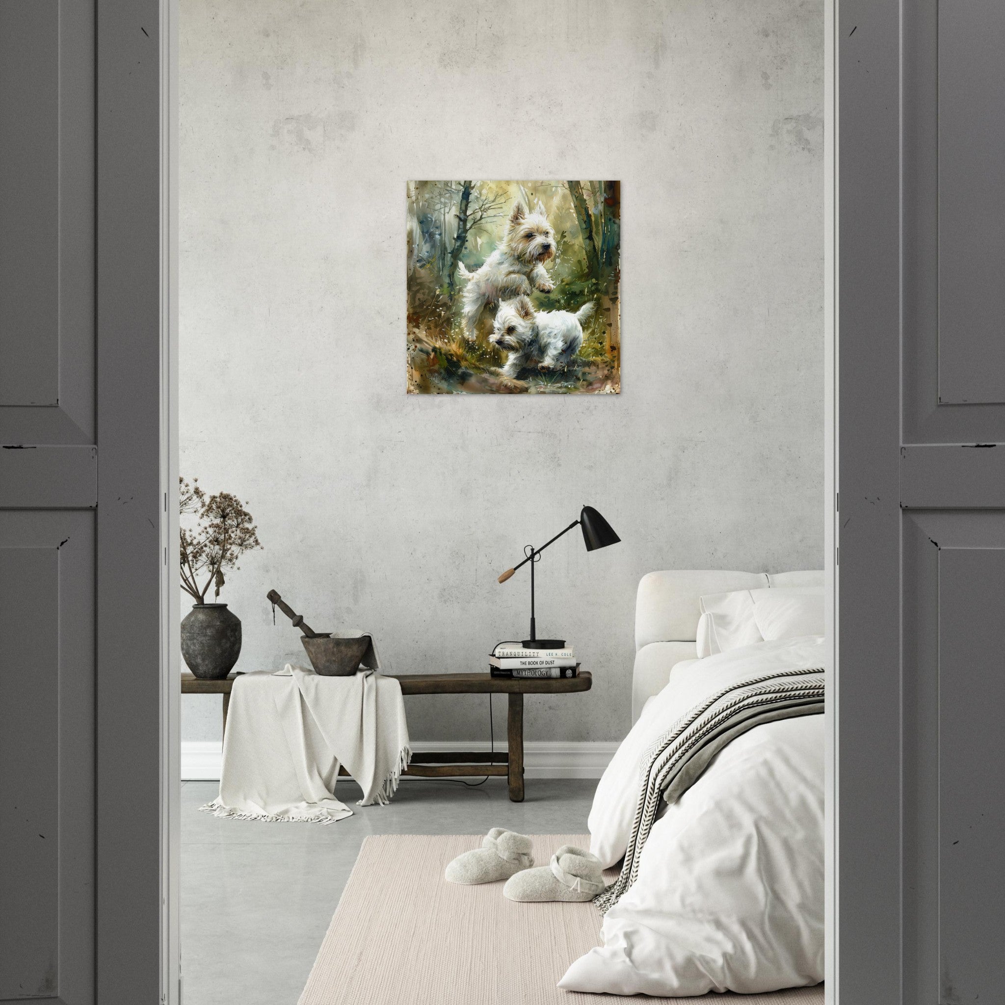 Aluminum Print Square - Dogs Westie Art1 - Shop Ai Art WebShop - Digital Art online Store