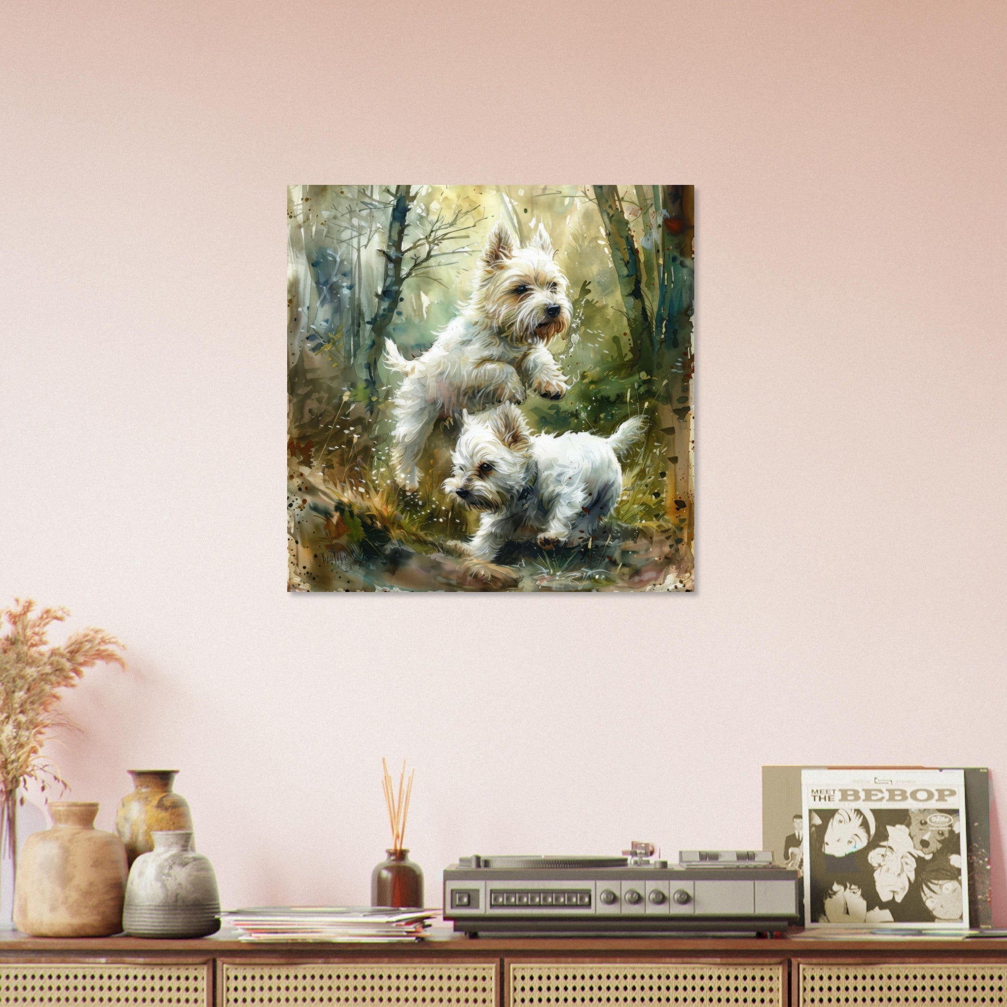 Aluminum Print Square - Dogs Westie Art1 - Shop Ai Art WebShop - Digital Art online Store