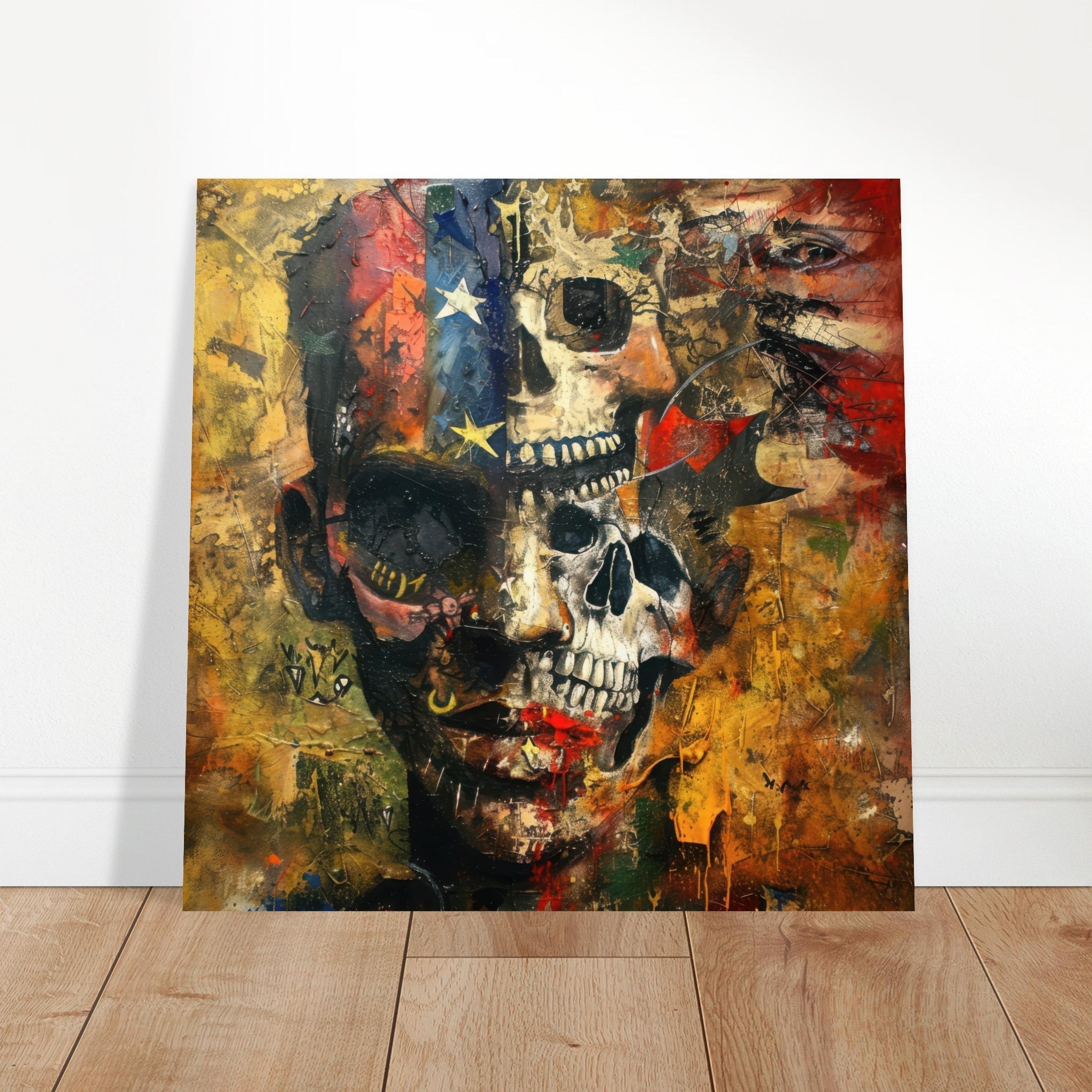 Aluminum Print Square - Expressionism art style American ancestors 2 - Shop Ai Art WebShop - Digital Art online Store