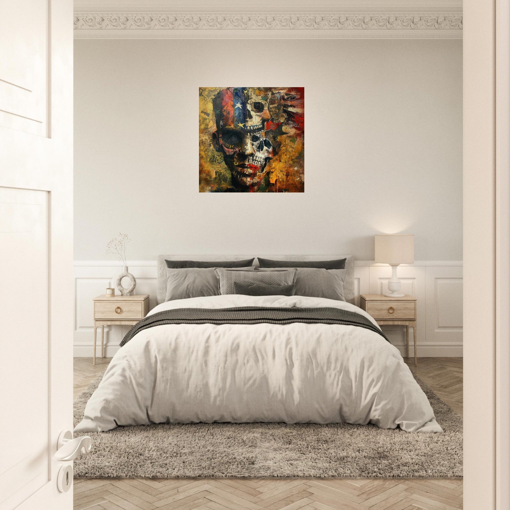 Aluminum Print Square - Expressionism art style American ancestors 2 - Shop Ai Art WebShop - Digital Art online Store