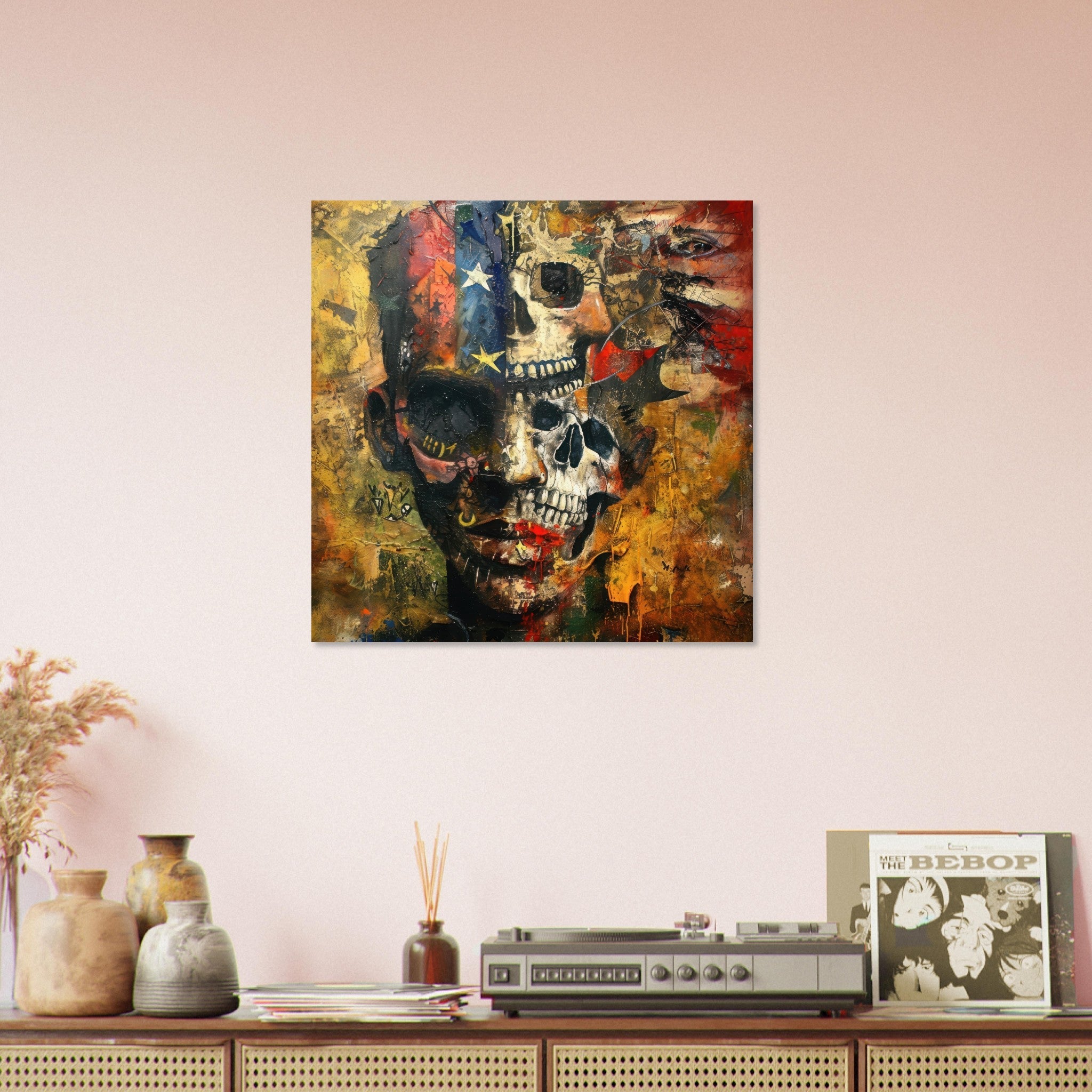 Aluminum Print Square - Expressionism art style American ancestors 2 - Shop Ai Art WebShop - Digital Art online Store
