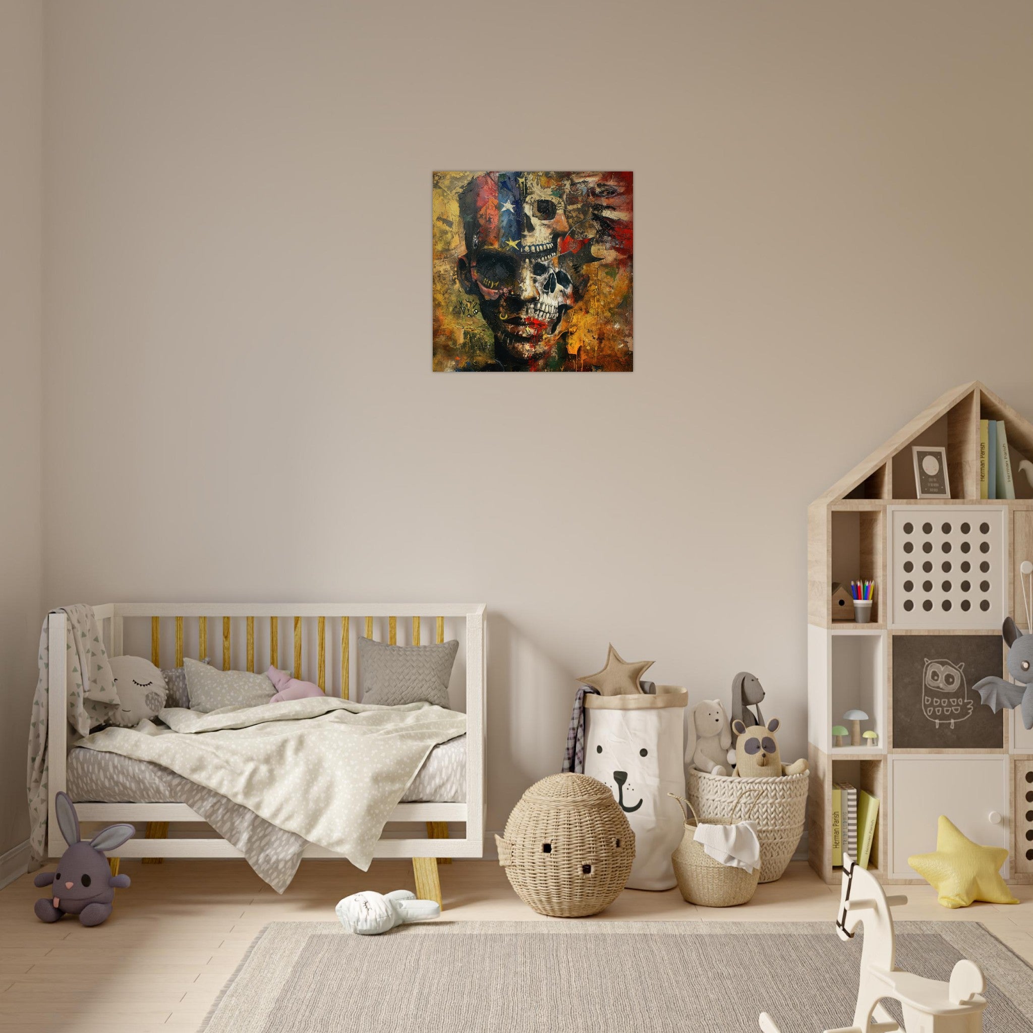 Aluminum Print Square - Expressionism art style American ancestors 2 - Shop Ai Art WebShop - Digital Art online Store