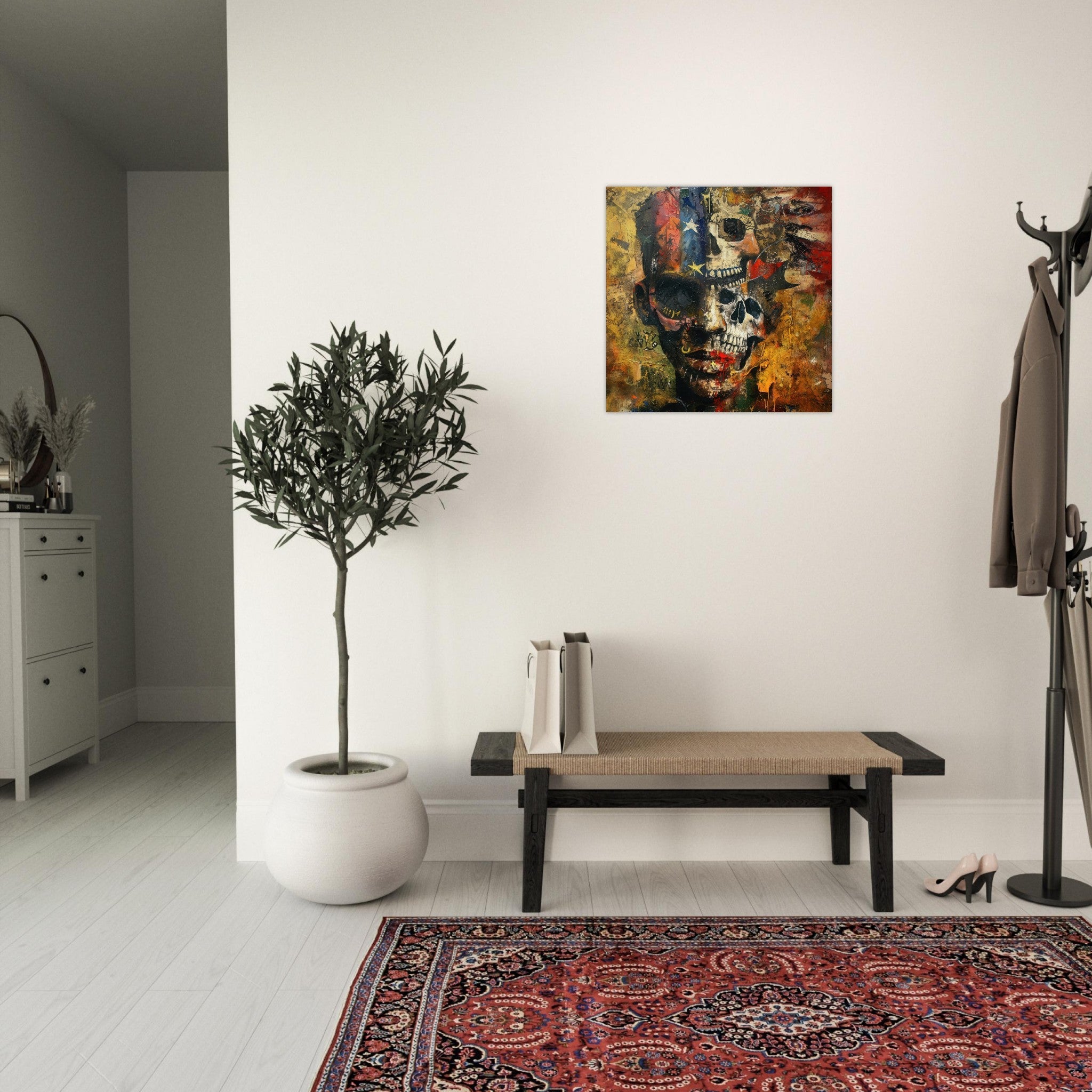 Aluminum Print Square - Expressionism art style American ancestors 2 - Shop Ai Art WebShop - Digital Art online Store