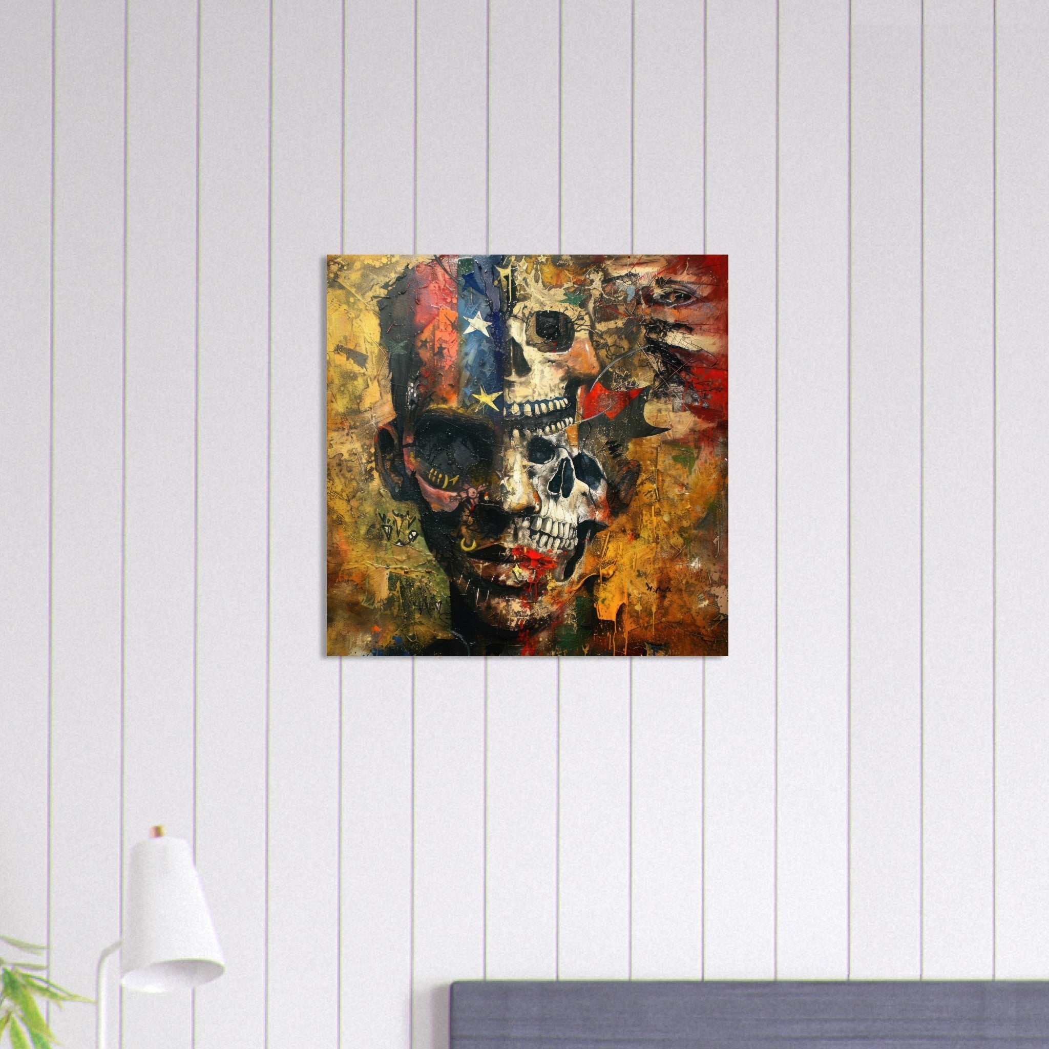Aluminum Print Square - Expressionism art style American ancestors 2 - Shop Ai Art WebShop - Digital Art online Store