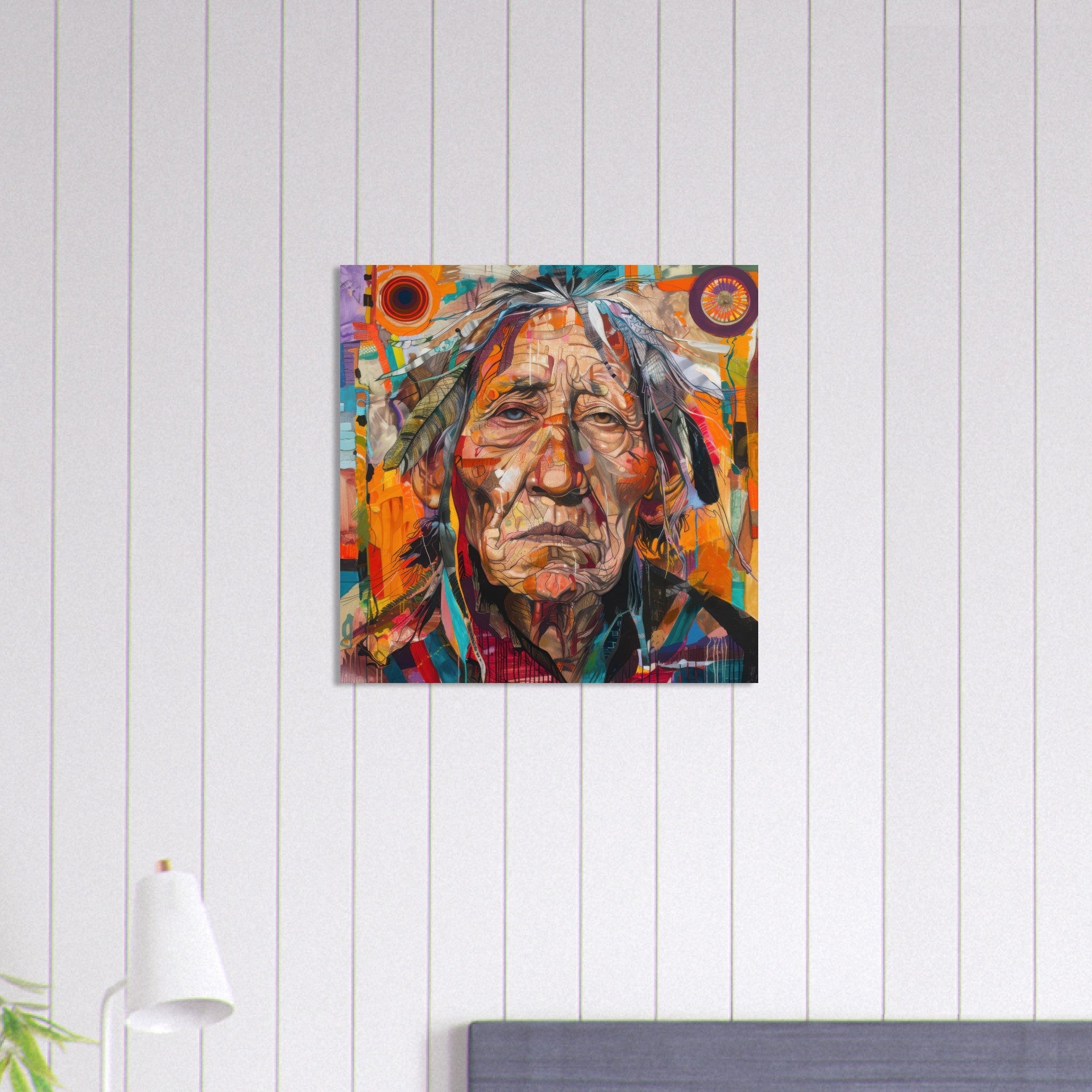 Aluminum Print Square - Expressionism art style American ancestors 3 - Shop Ai Art WebShop - Digital Art online Store