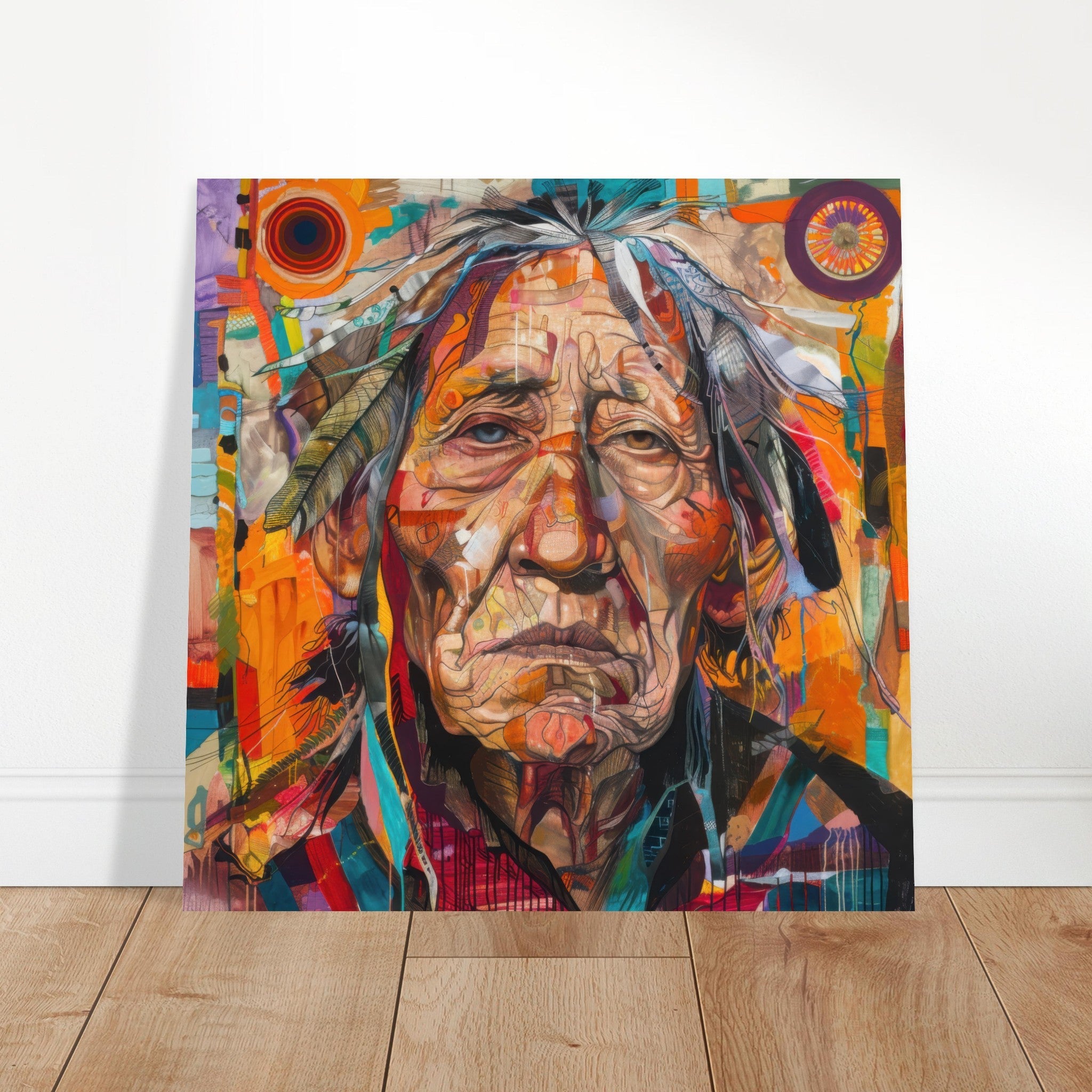 Aluminum Print Square - Expressionism art style American ancestors 3 - Shop Ai Art WebShop - Digital Art online Store