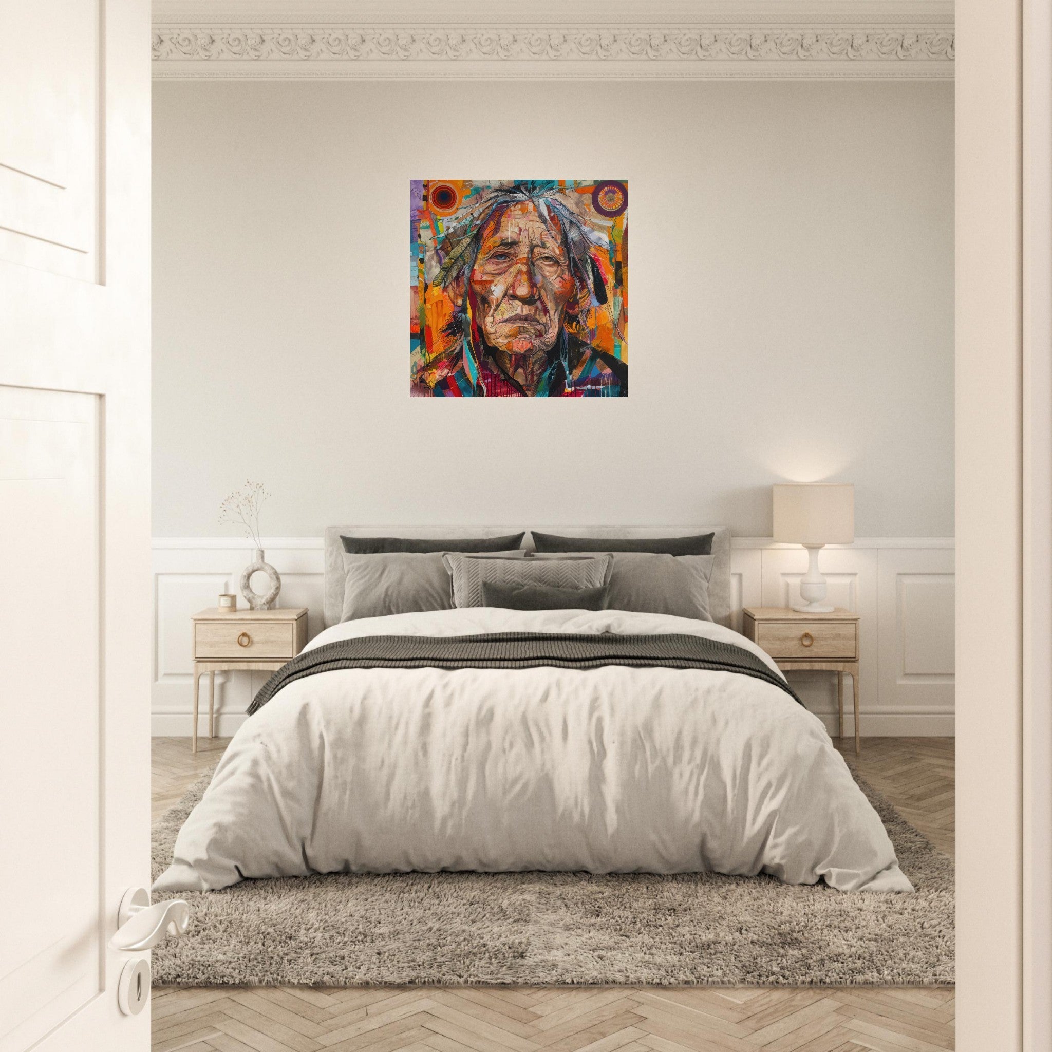 Aluminum Print Square - Expressionism art style American ancestors 3 - Shop Ai Art WebShop - Digital Art online Store