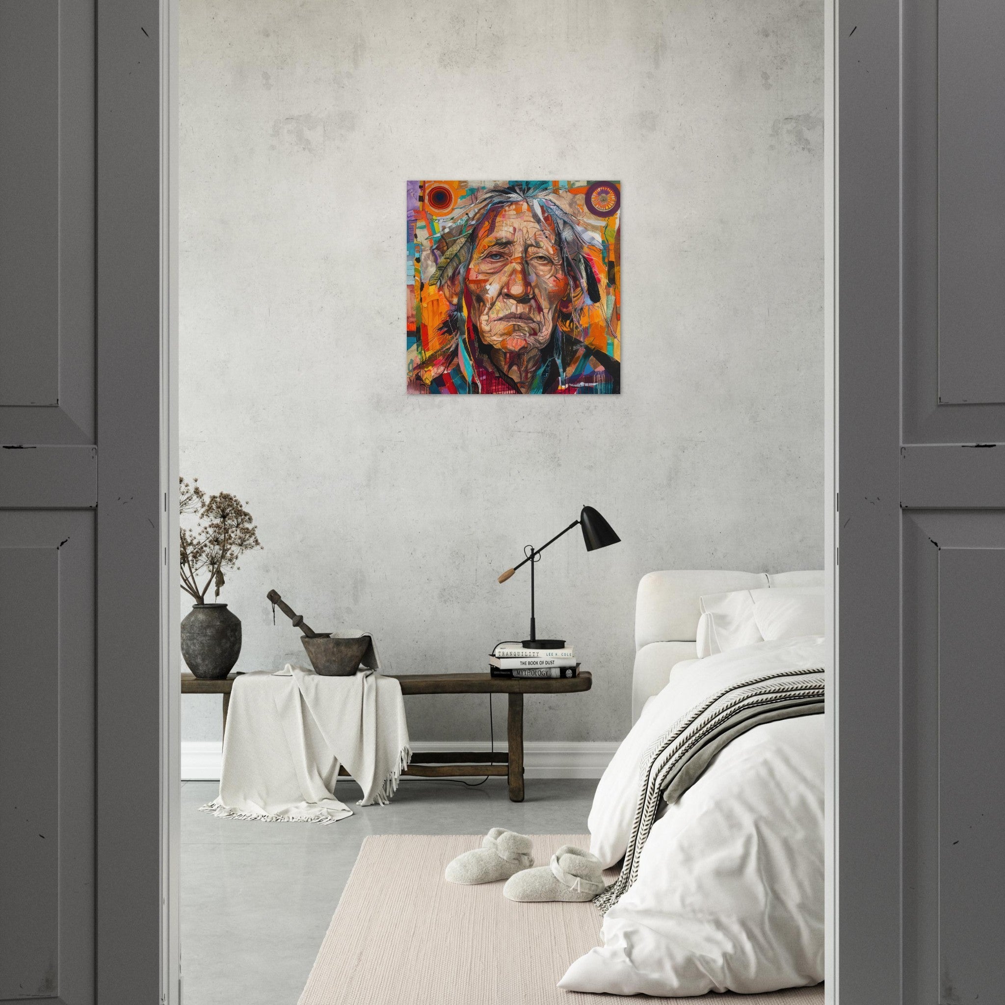 Aluminum Print Square - Expressionism art style American ancestors 3 - Shop Ai Art WebShop - Digital Art online Store