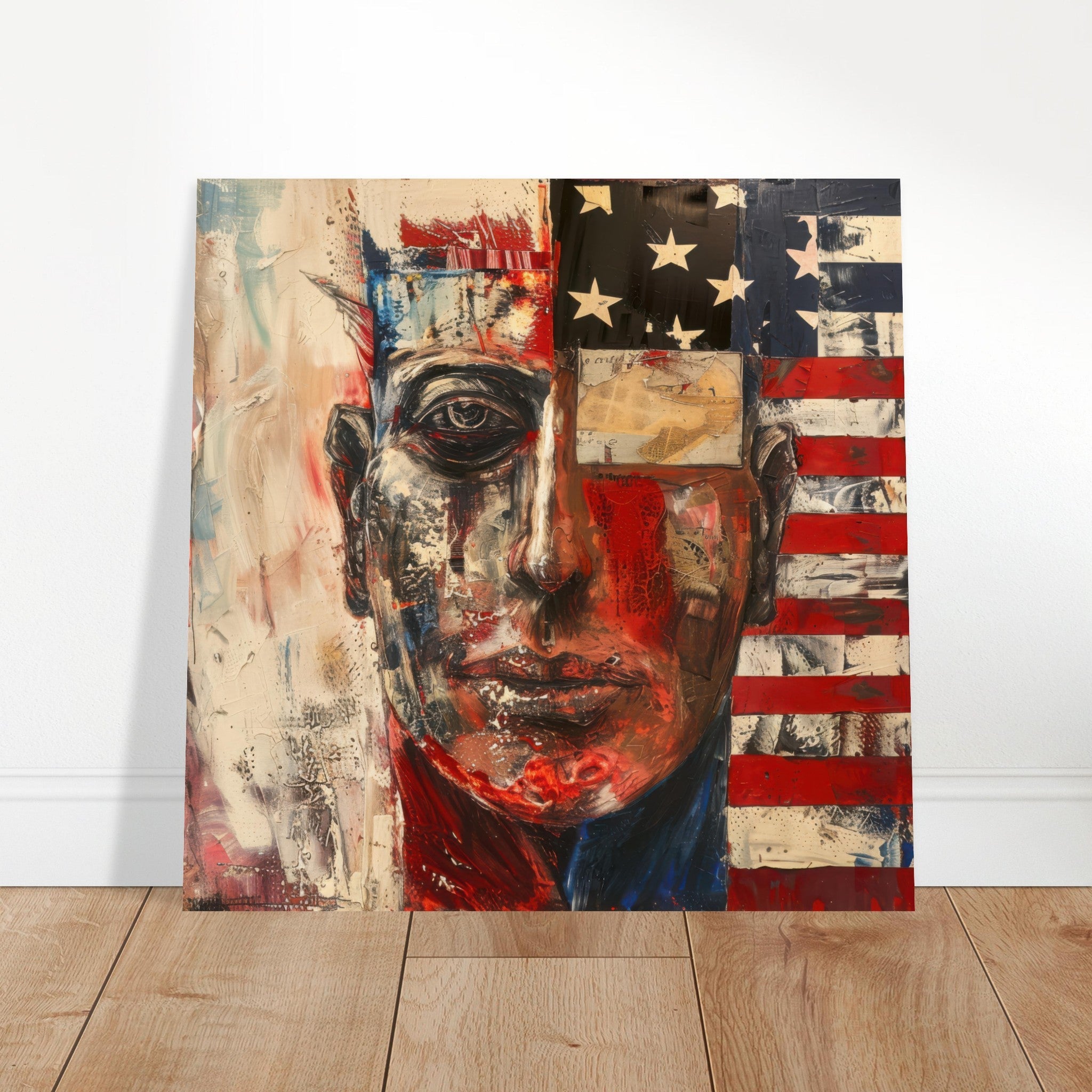 Aluminum Print Square - Expressionism art style American ancestors - Shop Ai Art WebShop - Digital Art online Store
