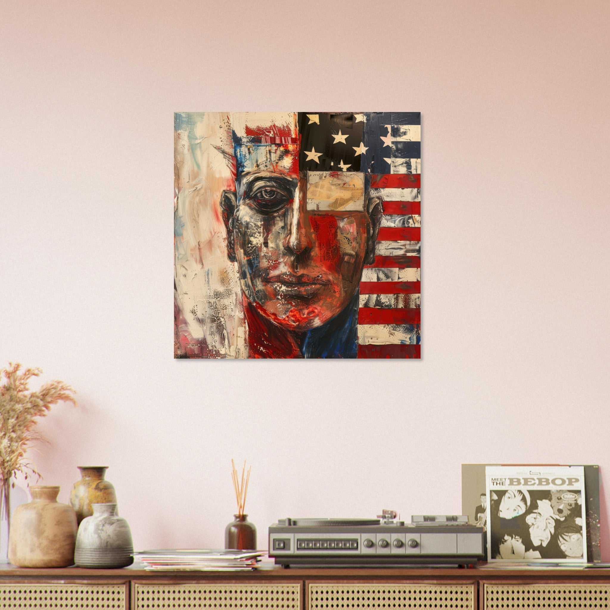 Aluminum Print Square - Expressionism art style American ancestors - Shop Ai Art WebShop - Digital Art online Store