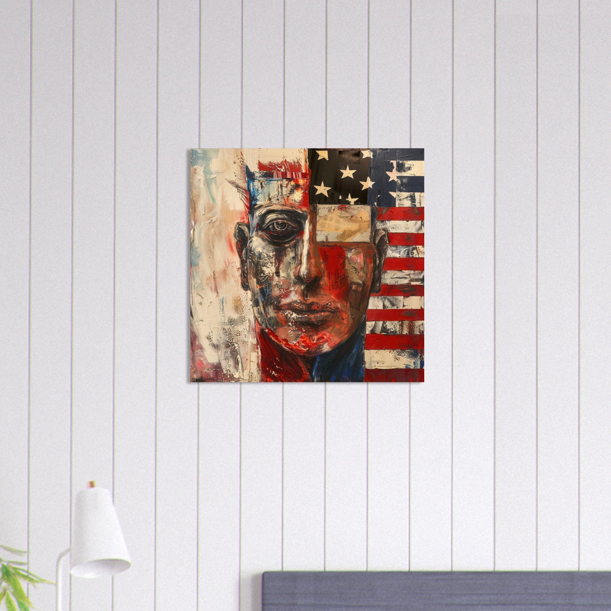 Aluminum Print Square - Expressionism art style American ancestors - Shop Ai Art WebShop - Digital Art online Store