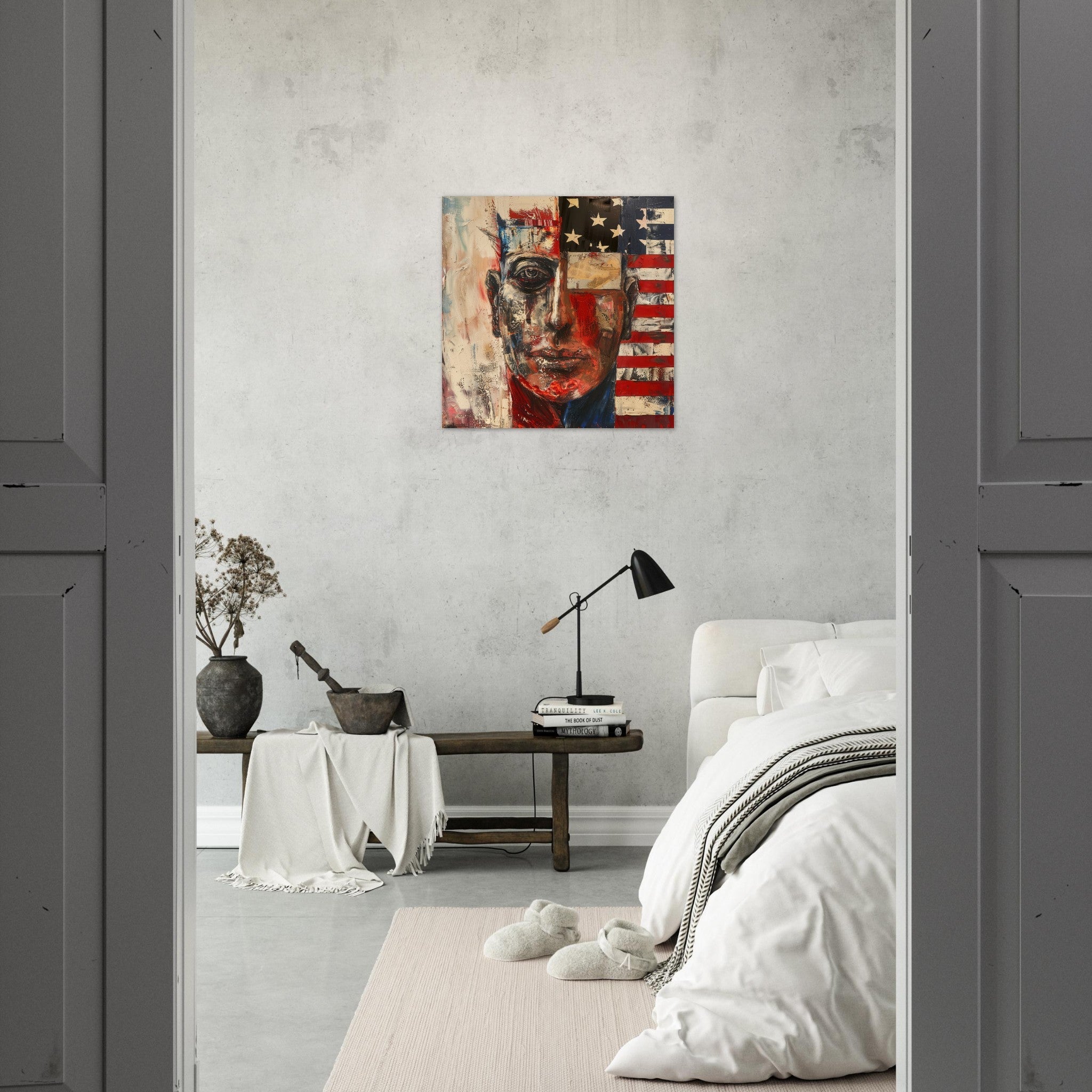 Aluminum Print Square - Expressionism art style American ancestors - Shop Ai Art WebShop - Digital Art online Store