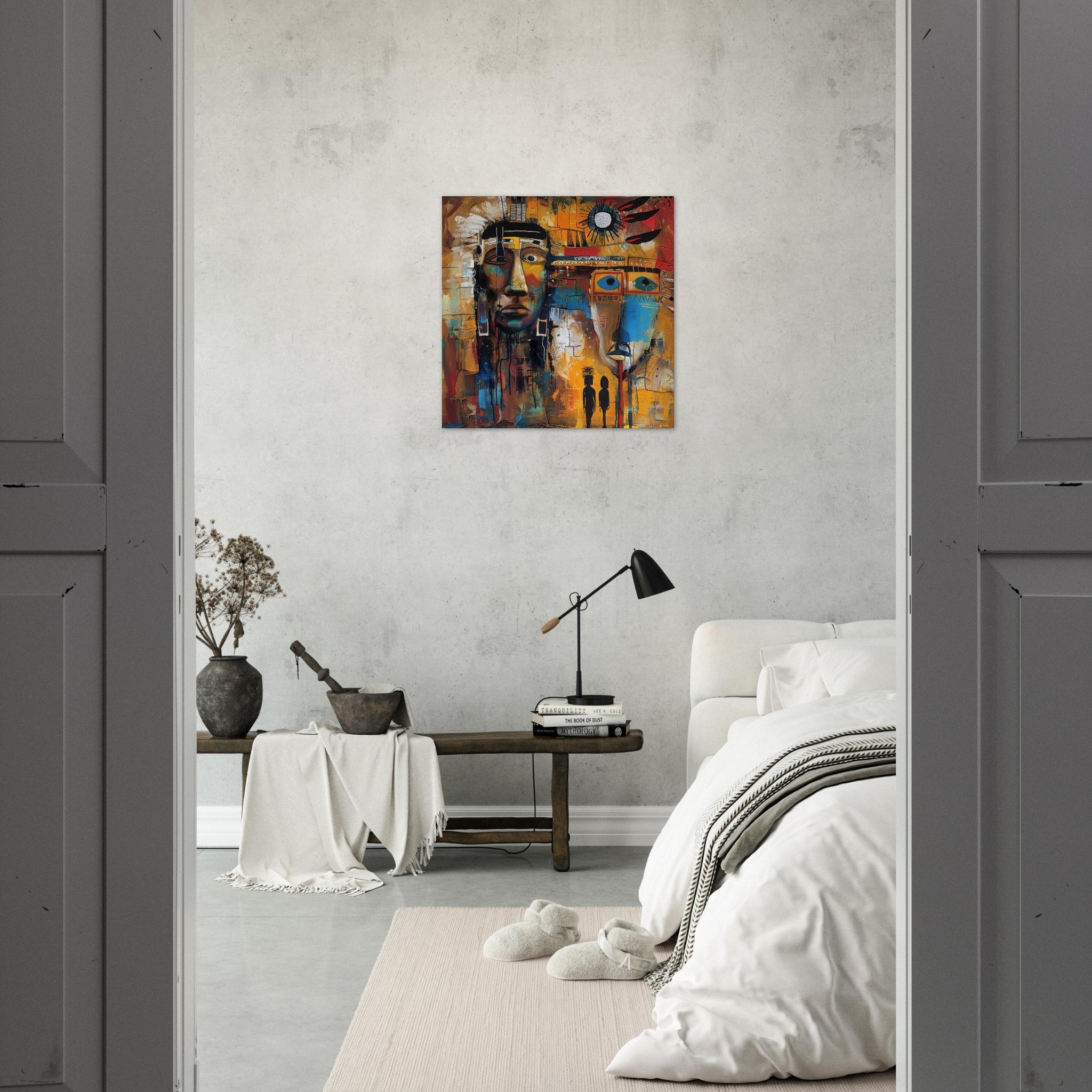 Aluminum Print Square - Expressionism art style Native Americans ancestors 4 - Shop Ai Art WebShop - Digital Art online Store