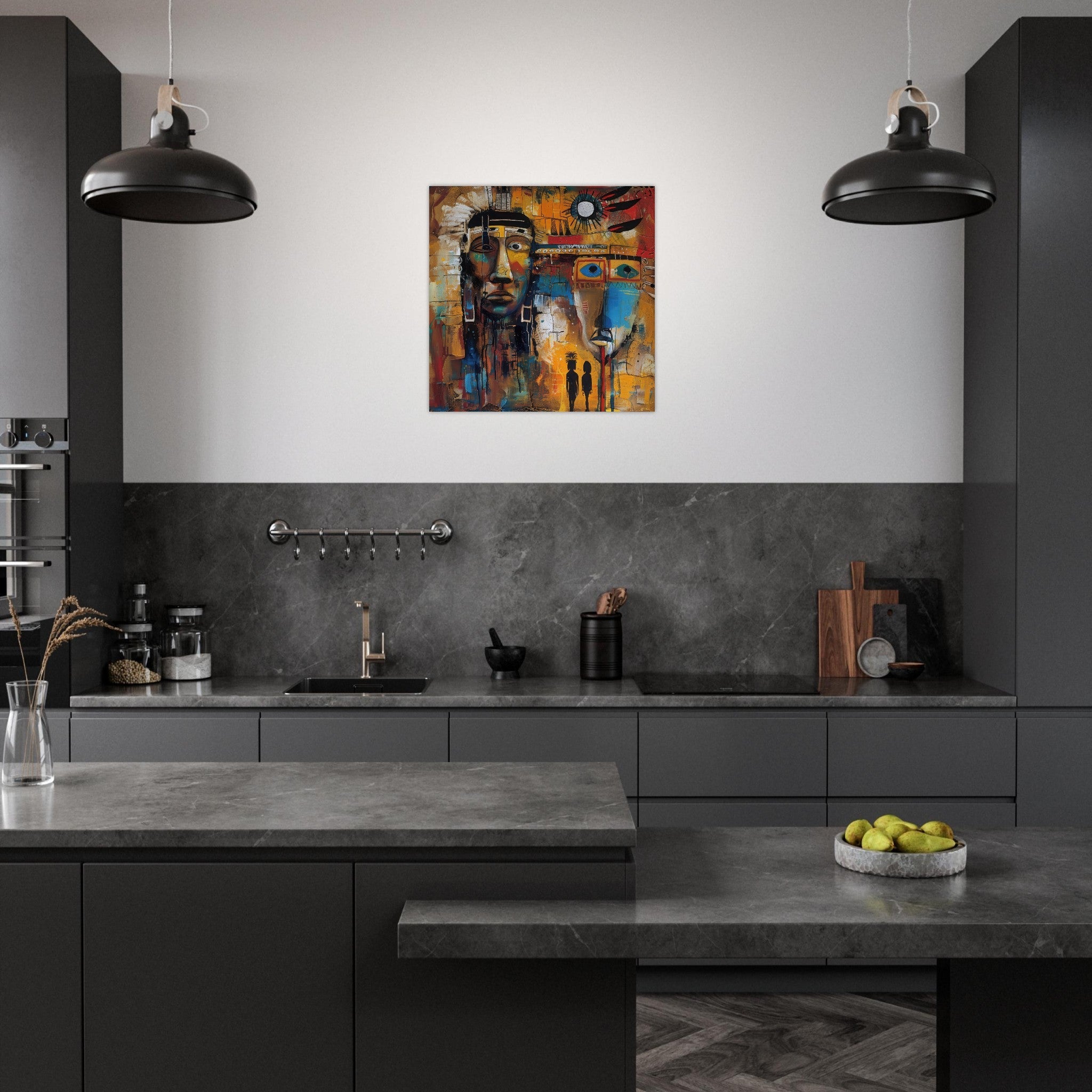 Aluminum Print Square - Expressionism art style Native Americans ancestors 4 - Shop Ai Art WebShop - Digital Art online Store